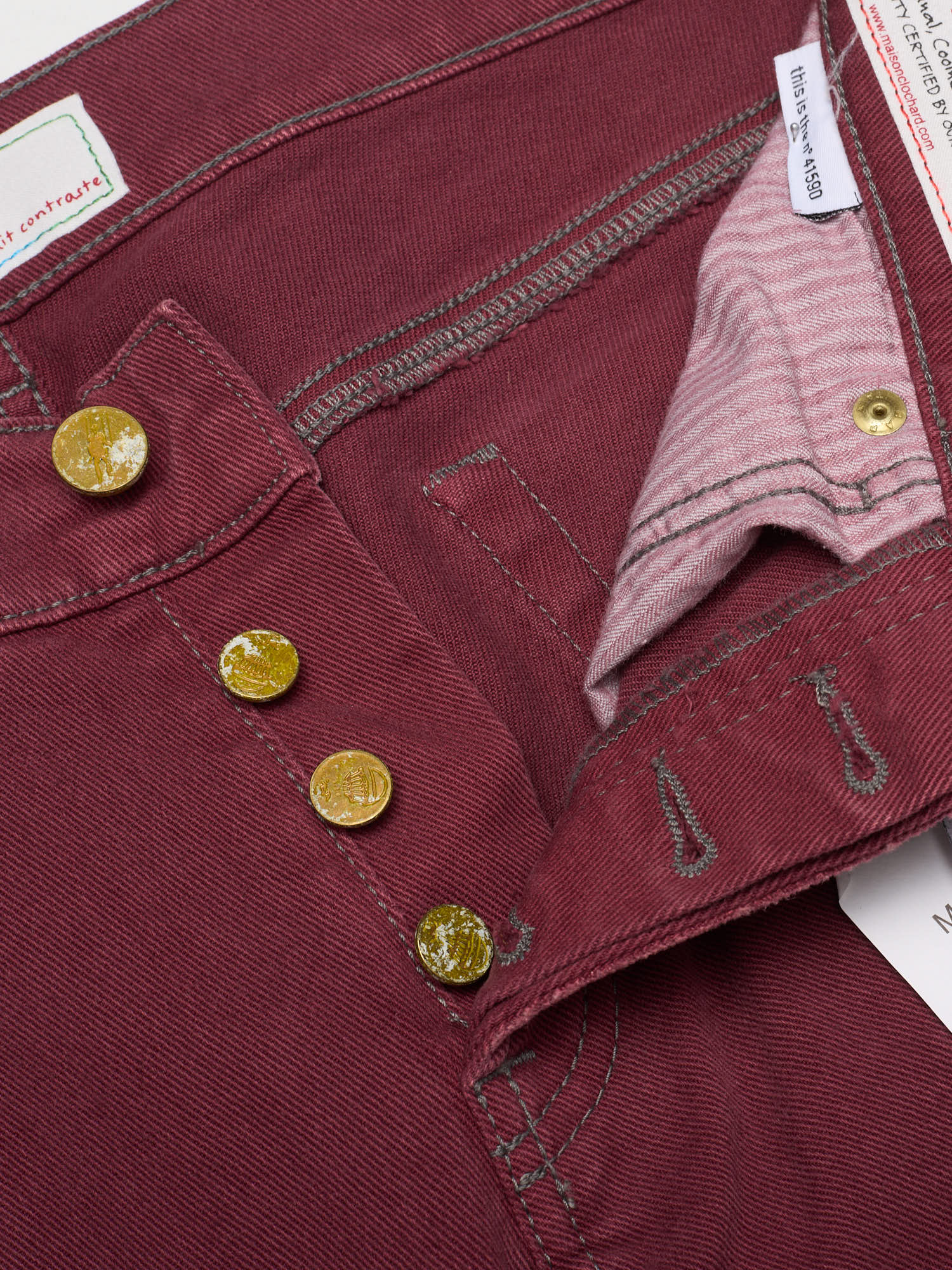 MAISON CLOCHARD Bordeaux "Egret" Cotton-Elastane Skinny Fit Stretch Jeans