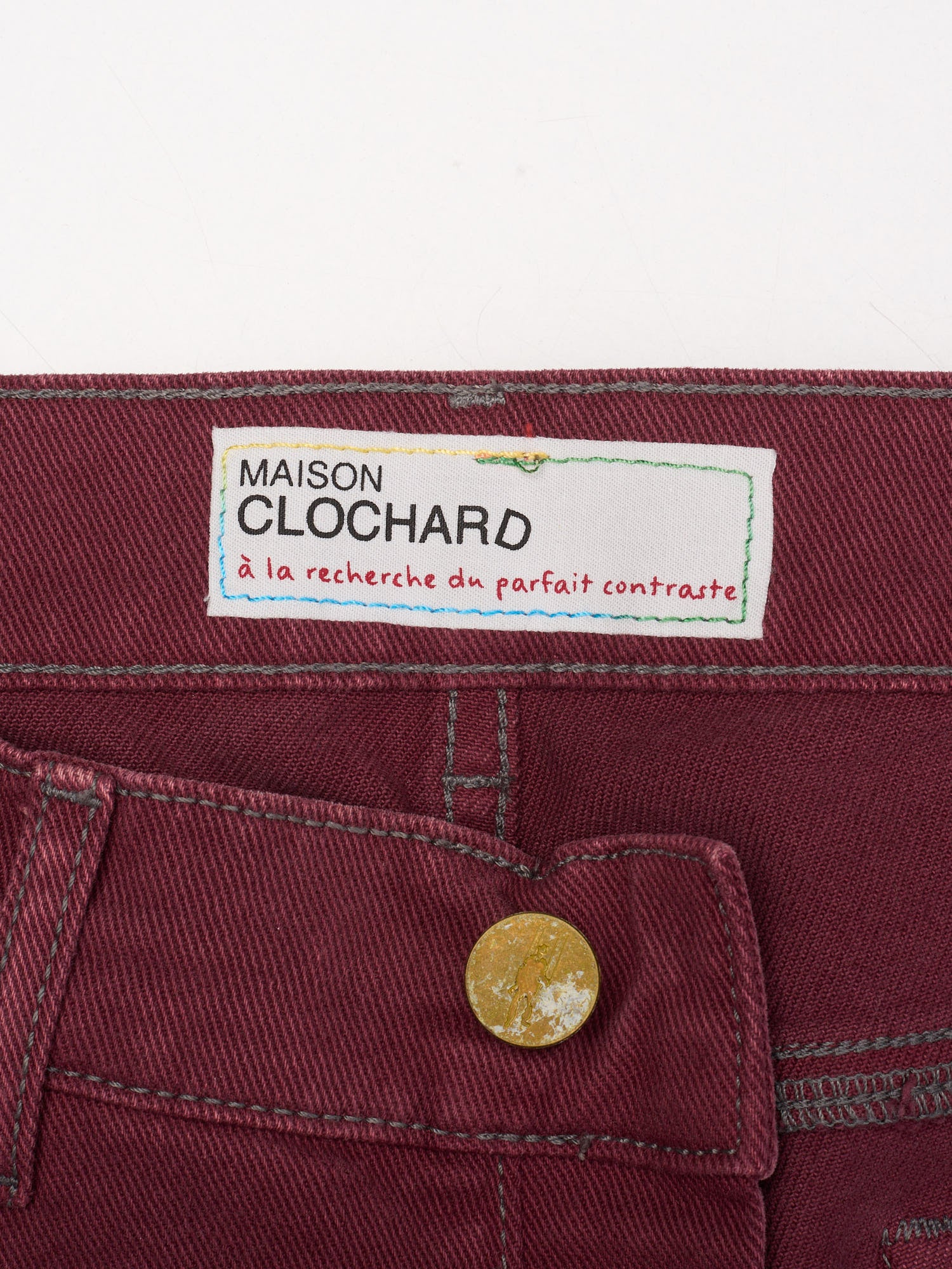 MAISON CLOCHARD Bordeaux "Egret" Cotton-Elastane Skinny Fit Stretch Jeans