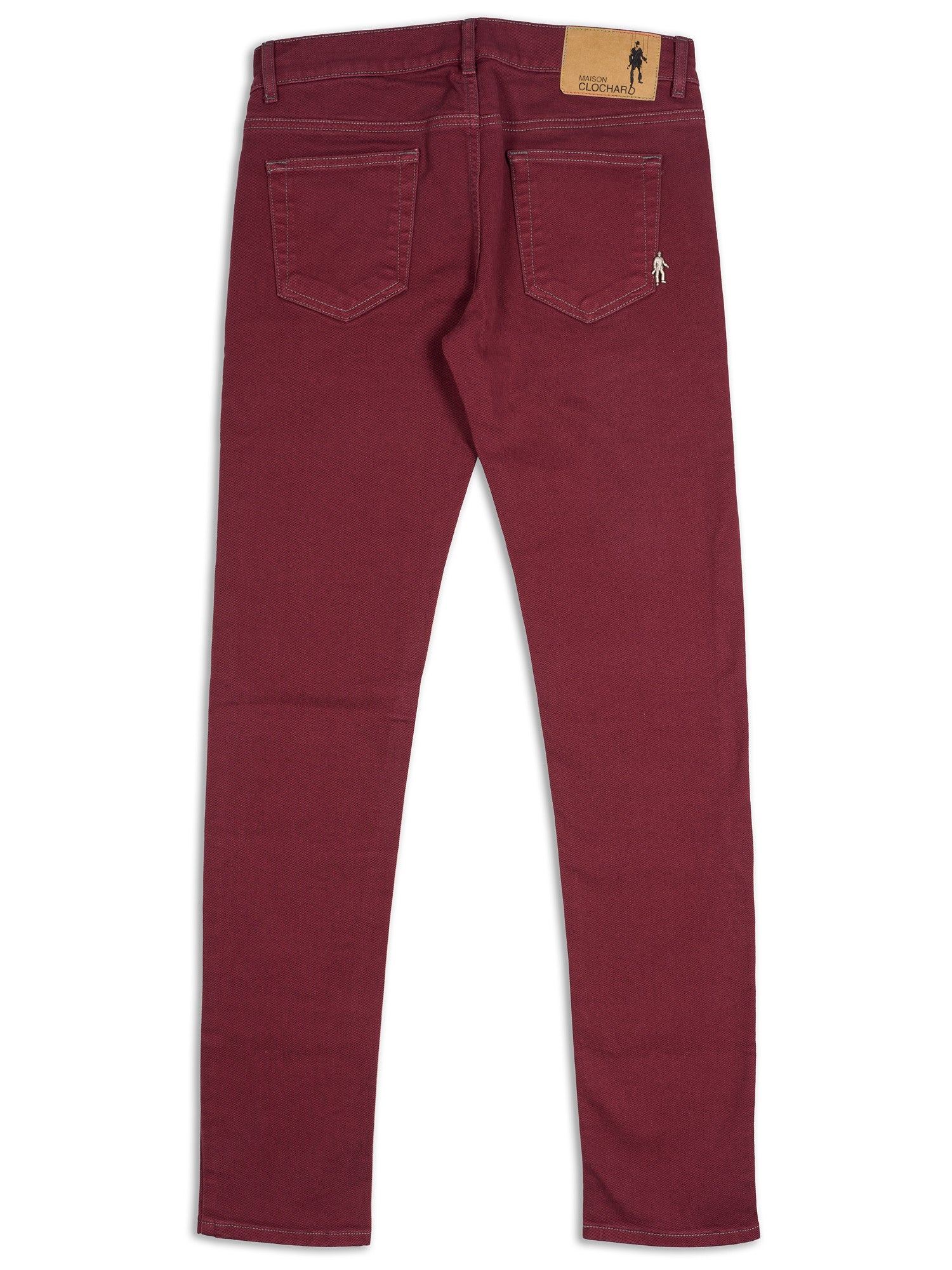 MAISON CLOCHARD Bordeaux "Egret" Cotton-Elastane Skinny Fit Stretch Jeans