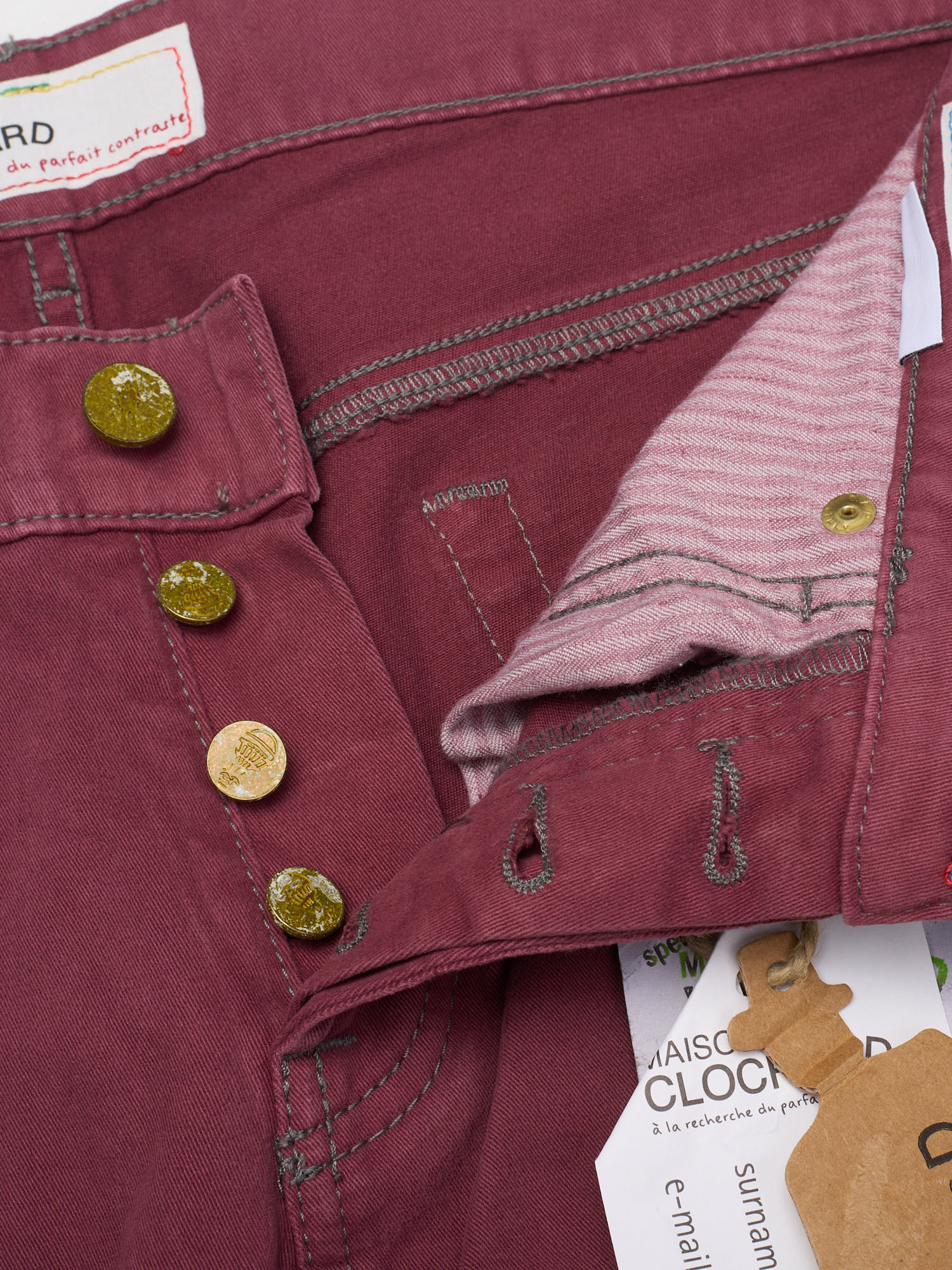 MAISON CLOCHARD Bordeaux "Egret" Cotton-Spandex Skinny Jeans EU 50 NEW US 34