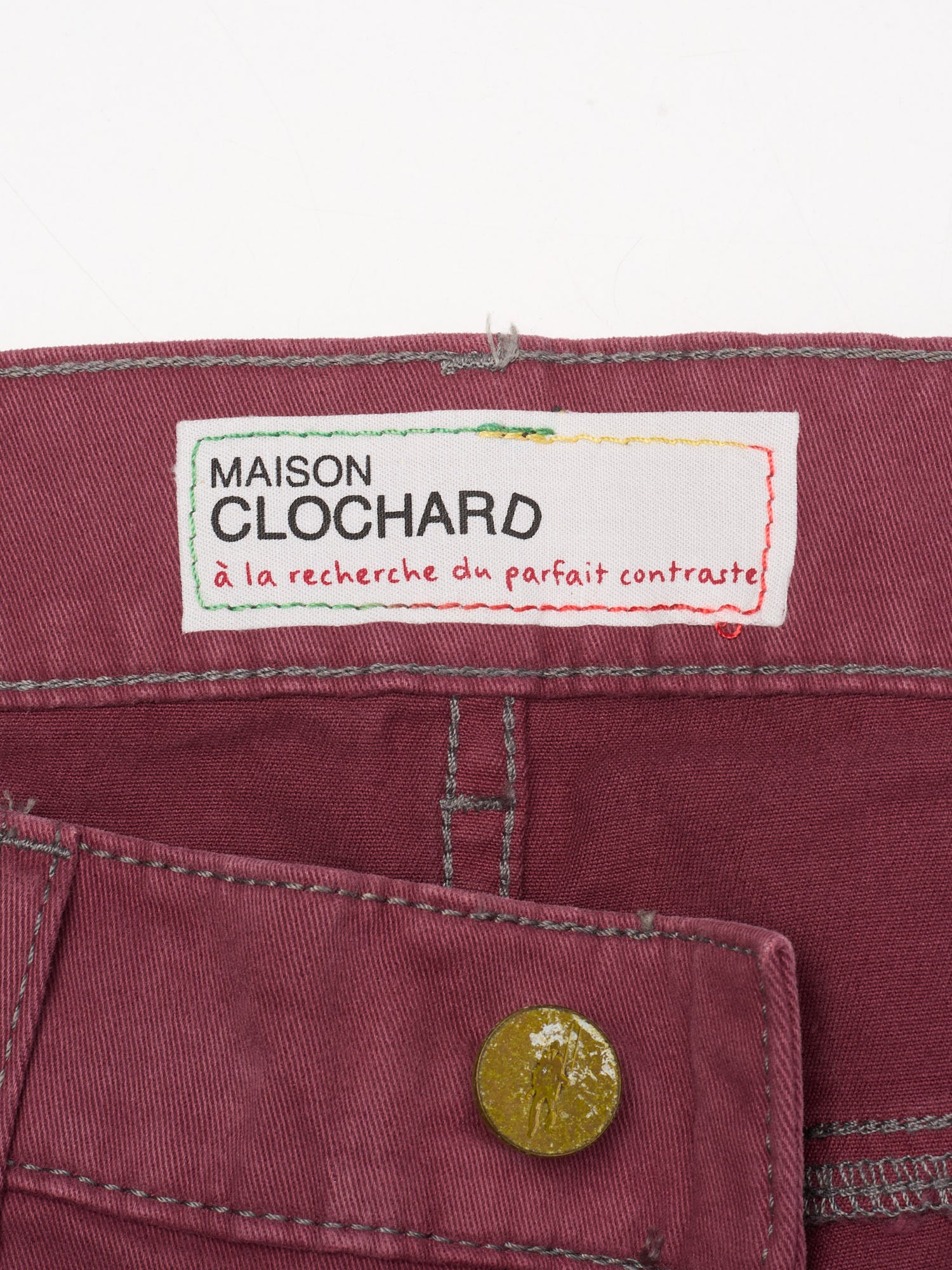 MAISON CLOCHARD Bordeaux "Egret" Cotton-Spandex Skinny Jeans EU 50 NEW US 34