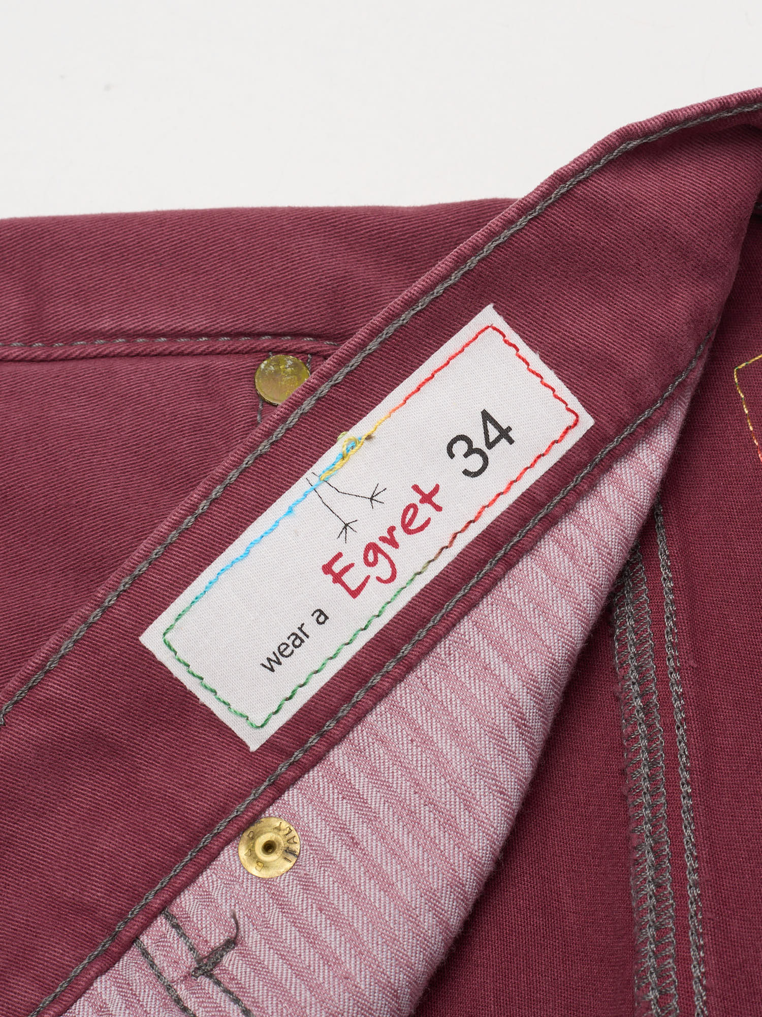 MAISON CLOCHARD Bordeaux "Egret" Cotton-Spandex Skinny Jeans EU 50 NEW US 34