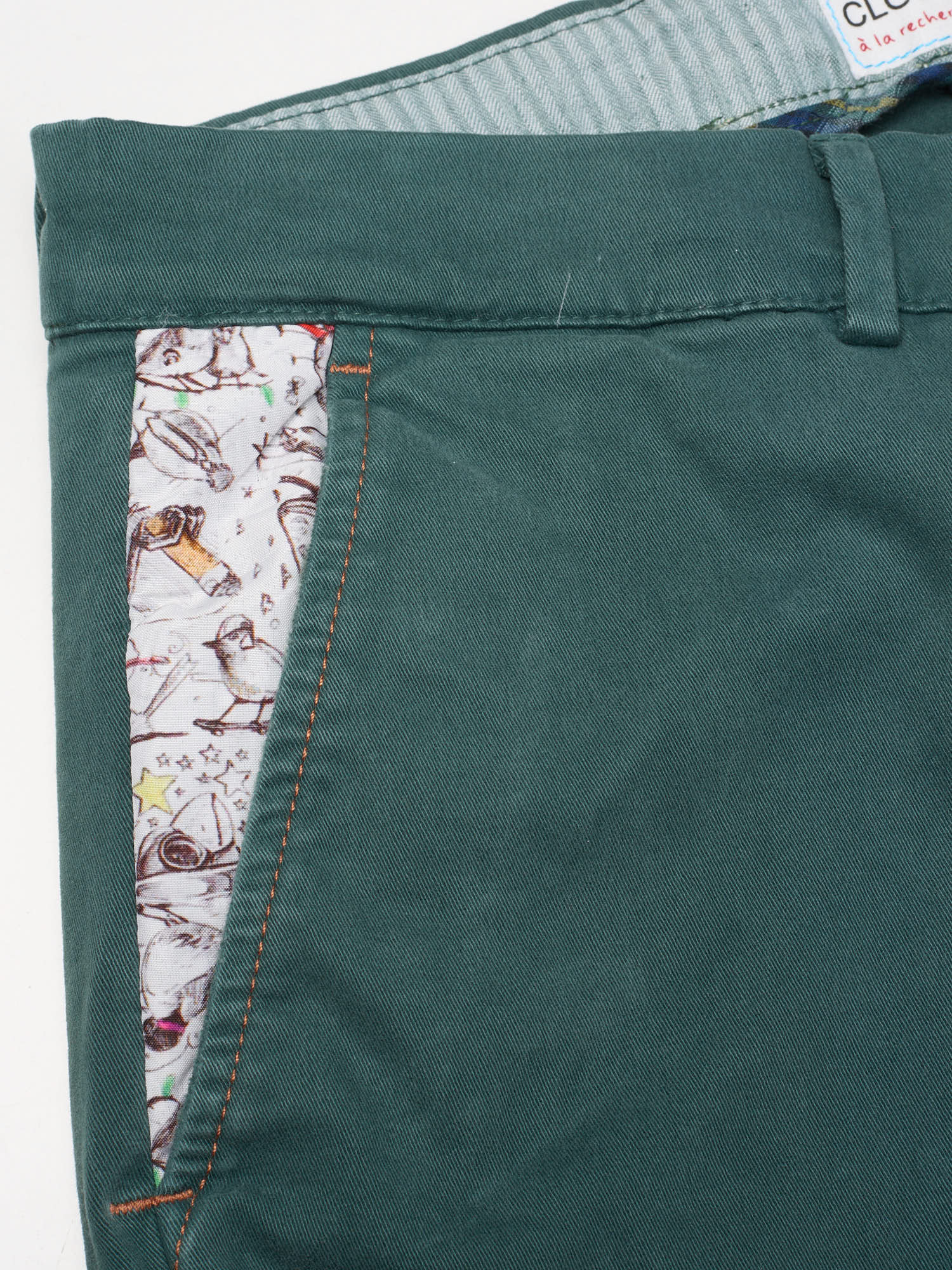 MAISON CLOCHARD "Mallard" Green Cotton-Spandex Pants NEW