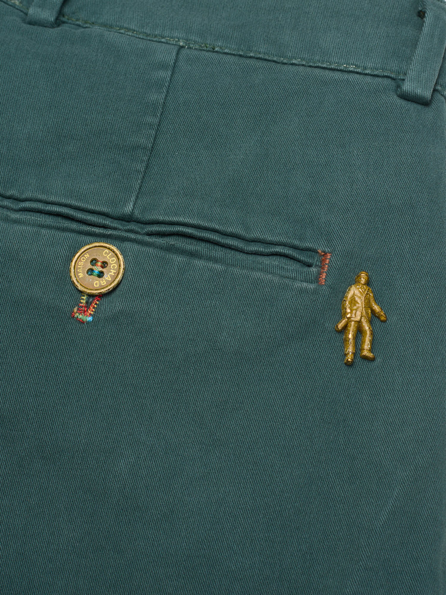 MAISON CLOCHARD "Mallard" Green Cotton-Spandex Pants NEW