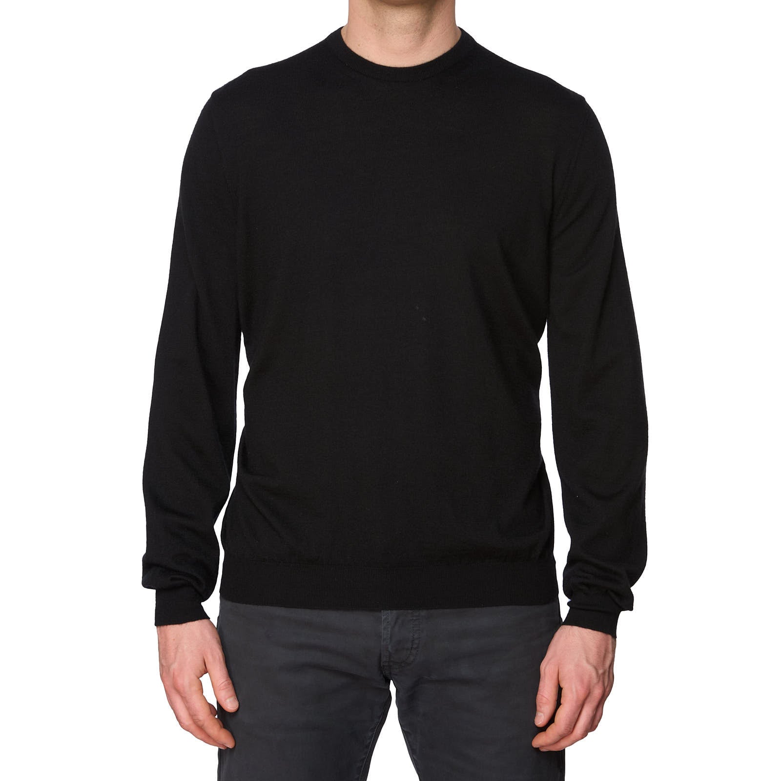 MALO Black Cashmere Crewneck Sweater EU 52 US L