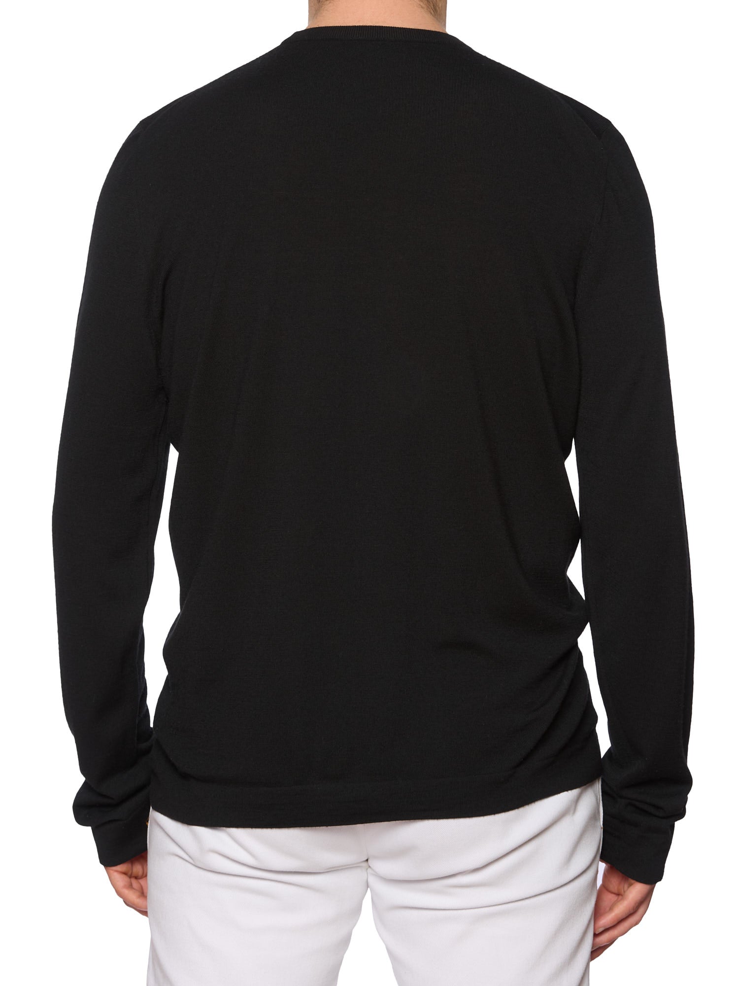 MALO Dark Black Virgin Wool Crewneck Sweater EU 54 US XL