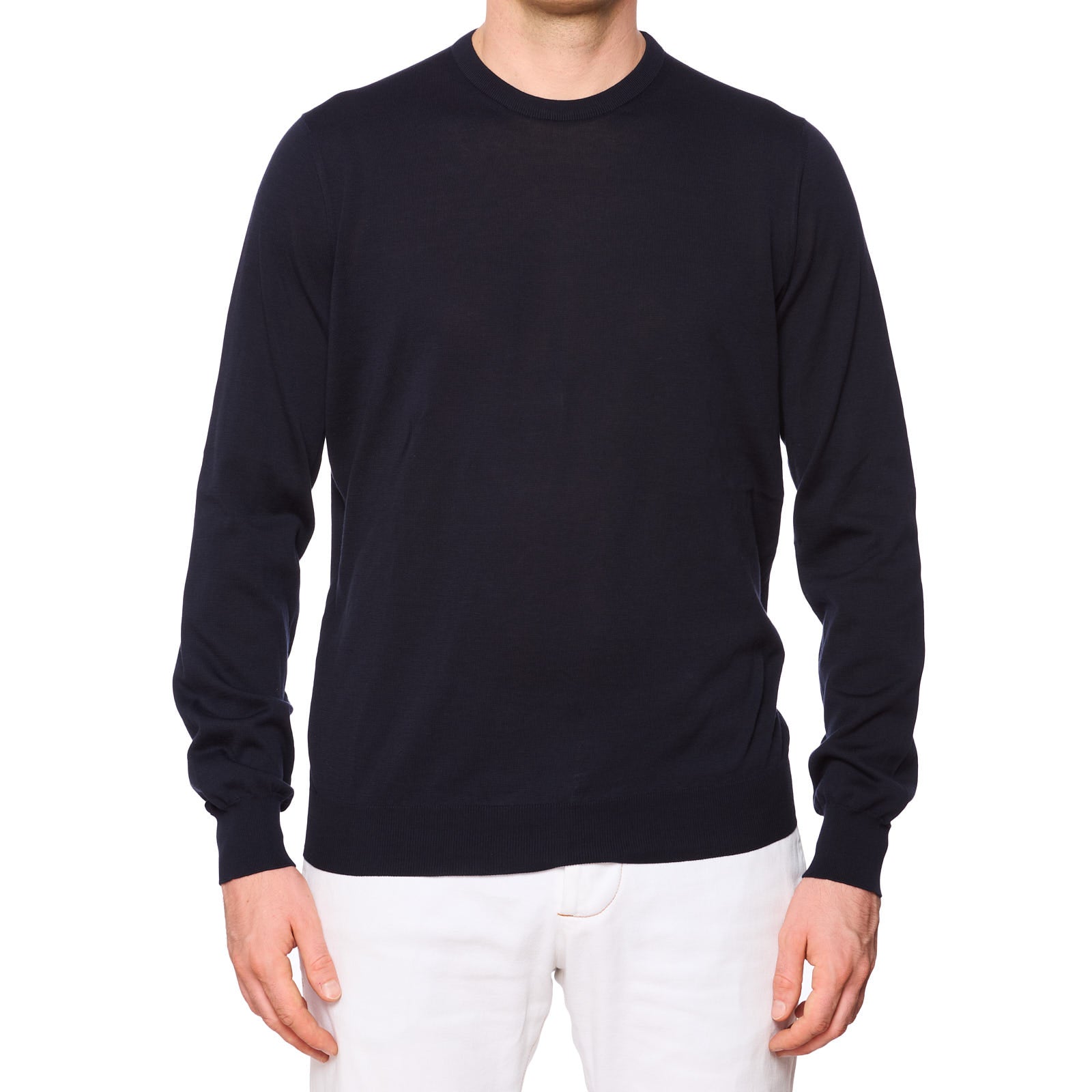 MALO Dark Blue Cotton Crewneck Sweater EU 54 NEW US XL