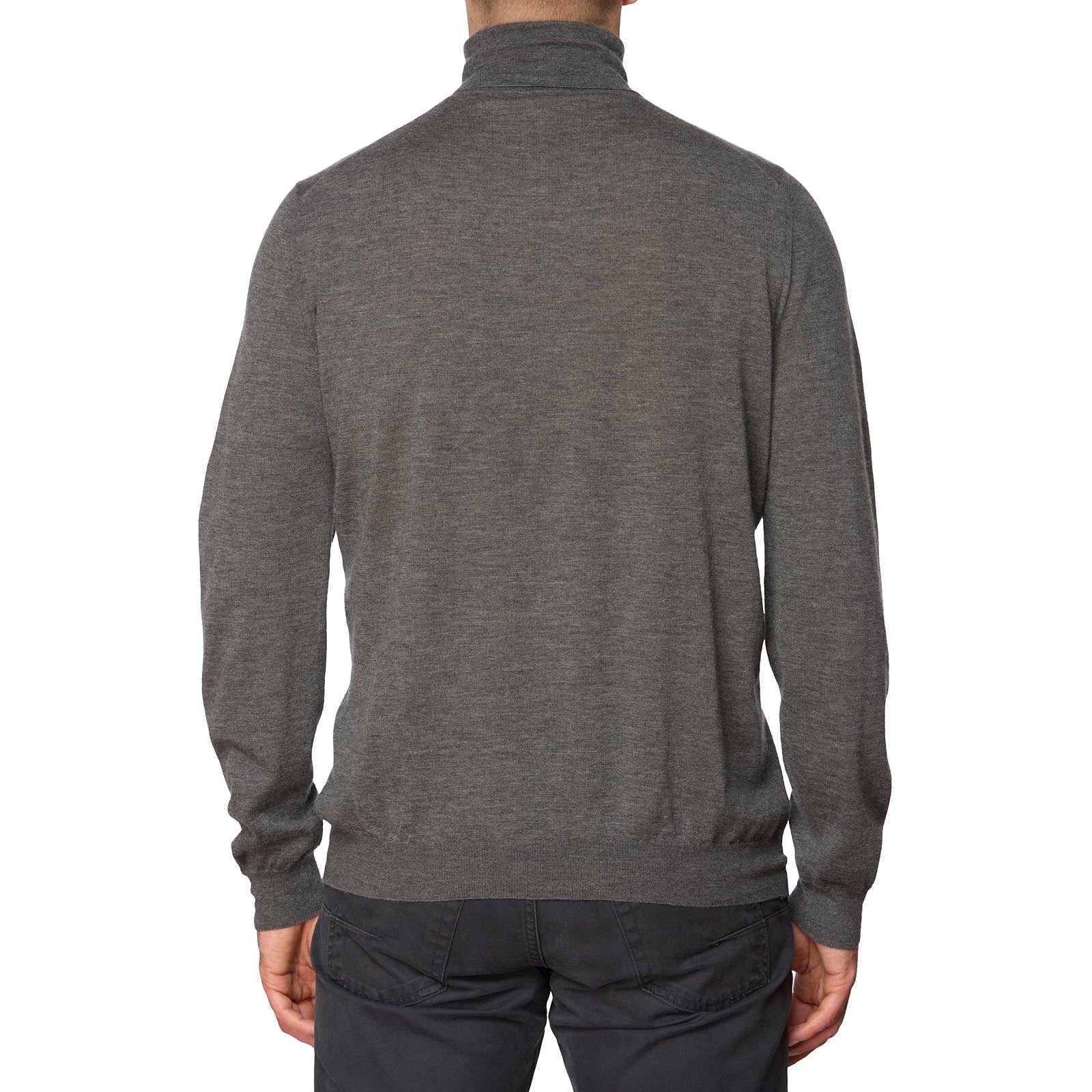 MALO Gray Cashmere Ribbed Turtleneck Sweater EU 52 US L