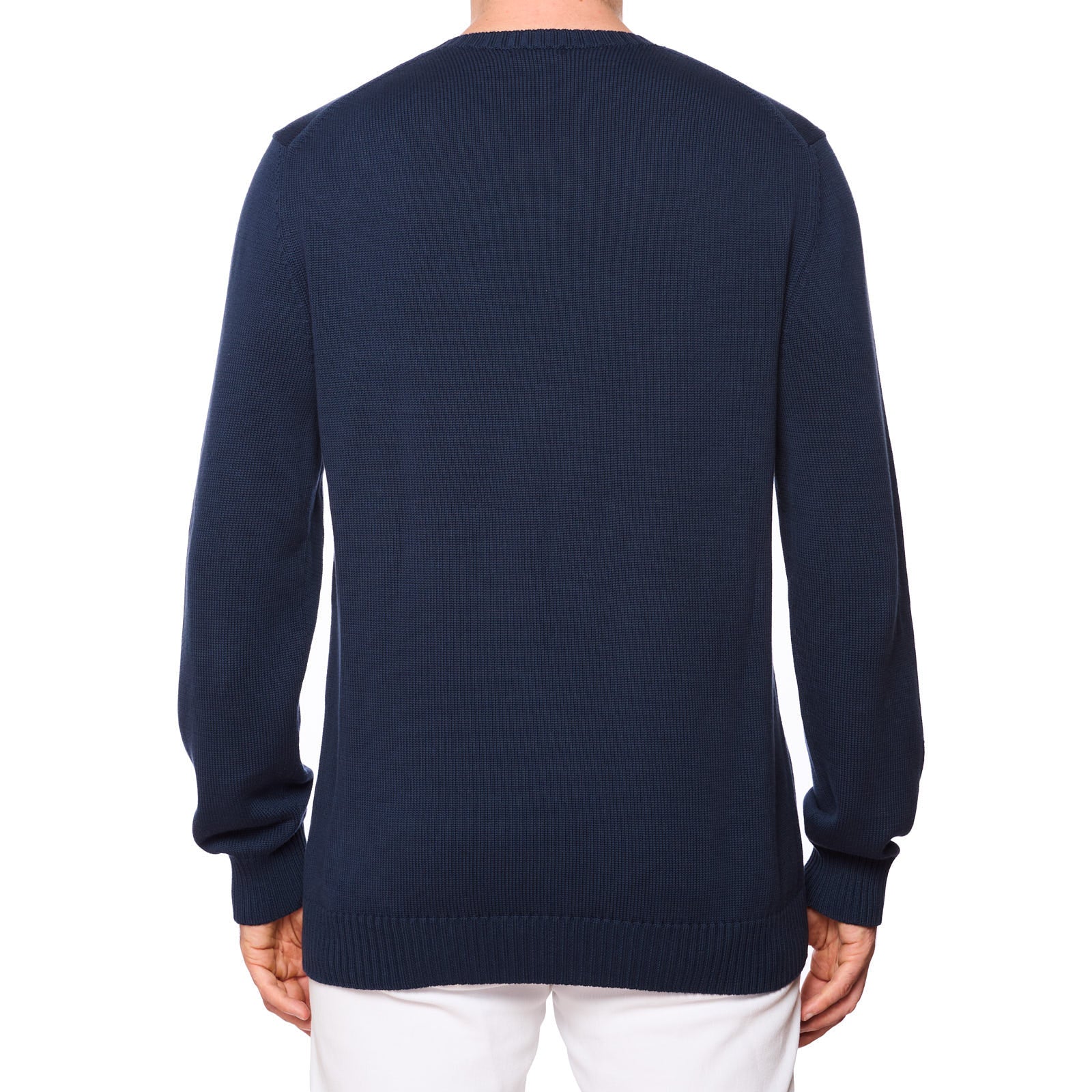 MALO Navy Blue Cotton Crewneck Knit Sweater EU 56 US XXL