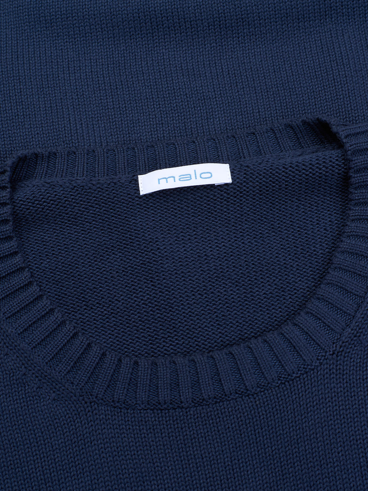 MALO Navy Blue Cotton Crewneck Knit Sweater EU 56 US XXL