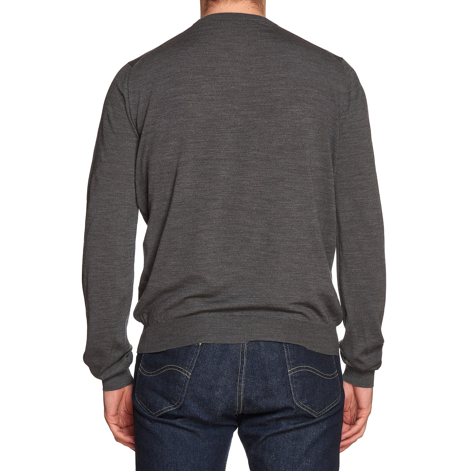 MALO Melange Gray Virgin Wool Ribbed Crewneck Sweater EU 54 NEW US XL MALO