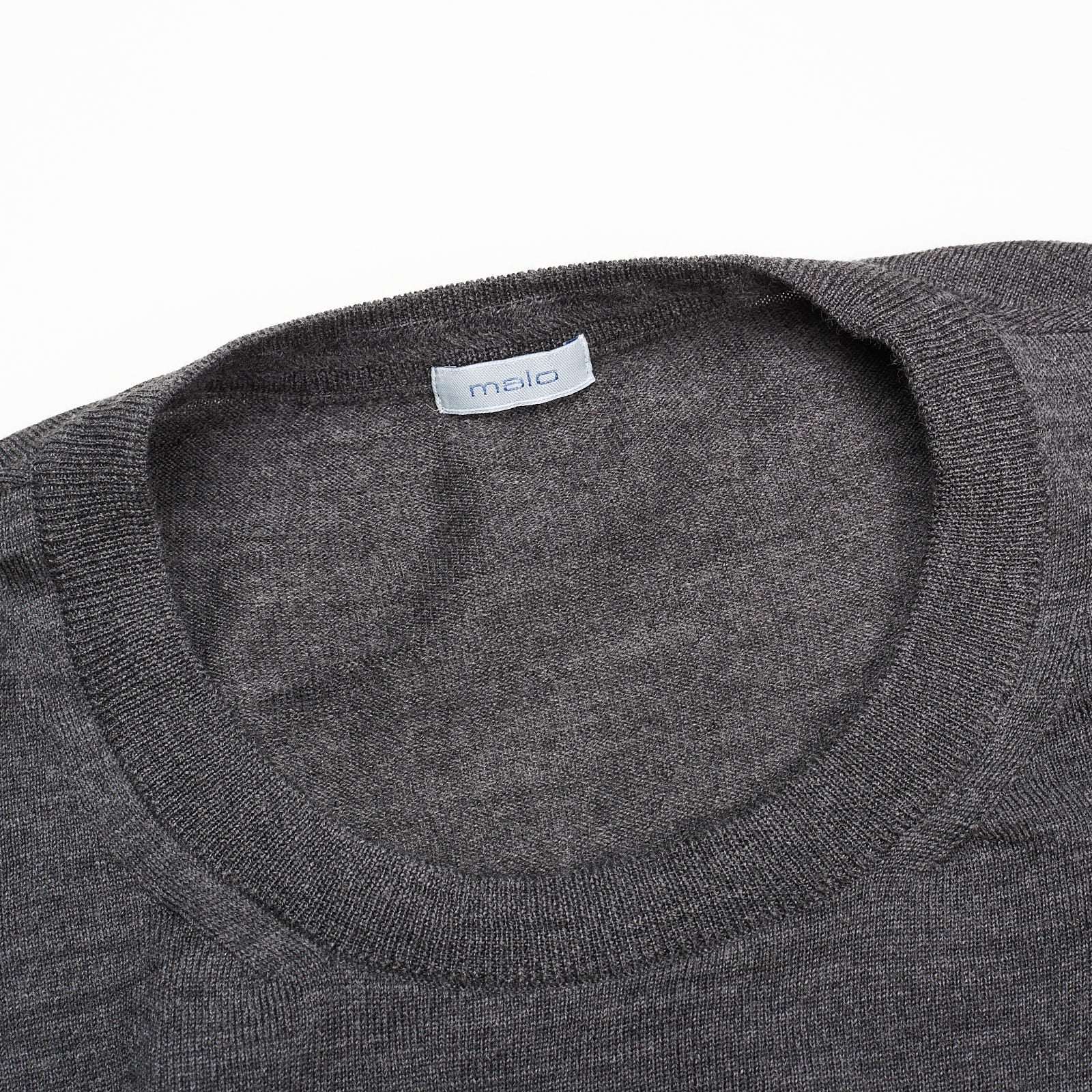 MALO Melange Gray Virgin Wool Ribbed Crewneck Sweater EU 54 NEW US XL MALO