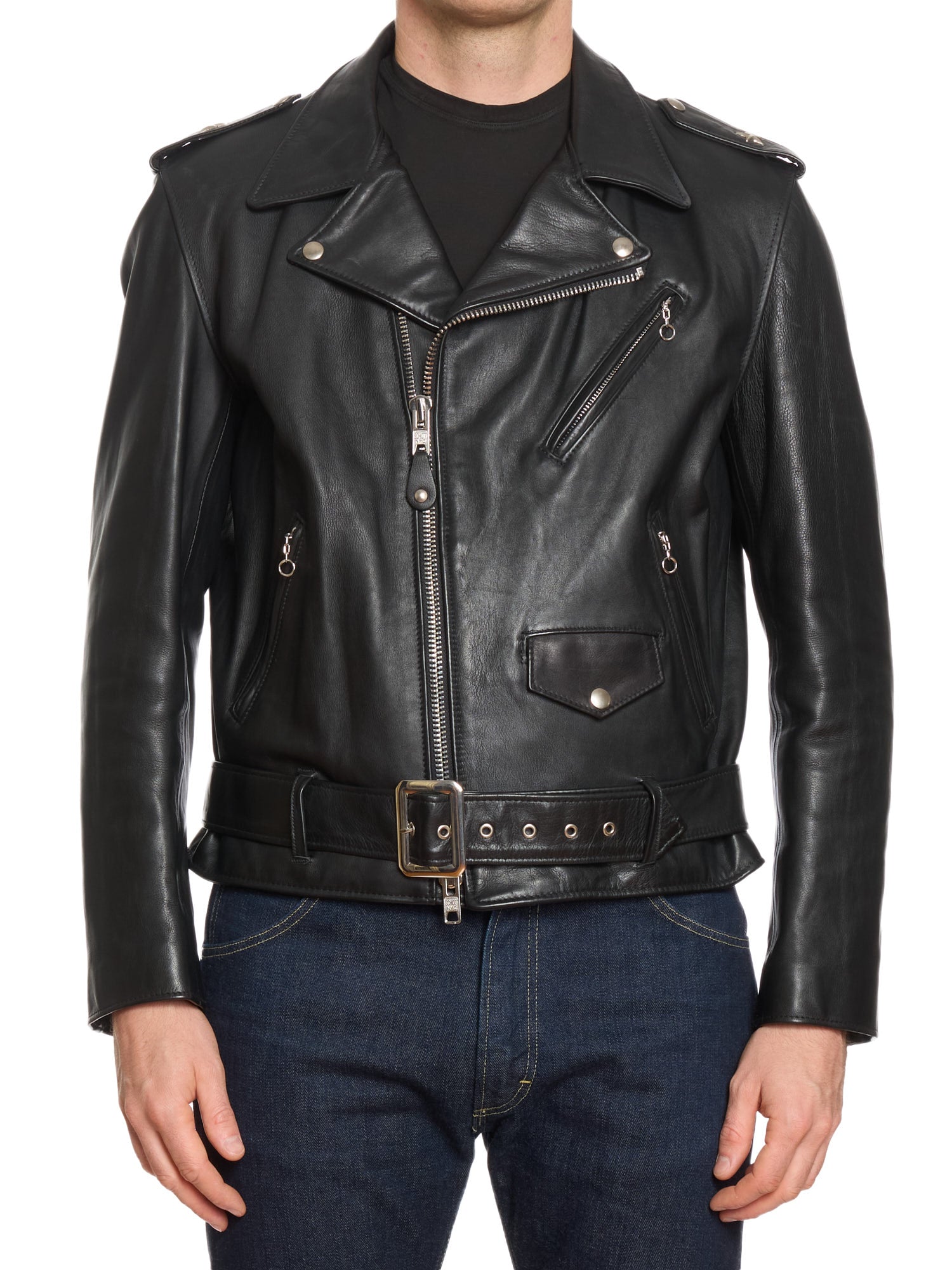 MASTERMIND Japan x SCHOTT Black Leather "One Star" 613 Perfecto Jacket