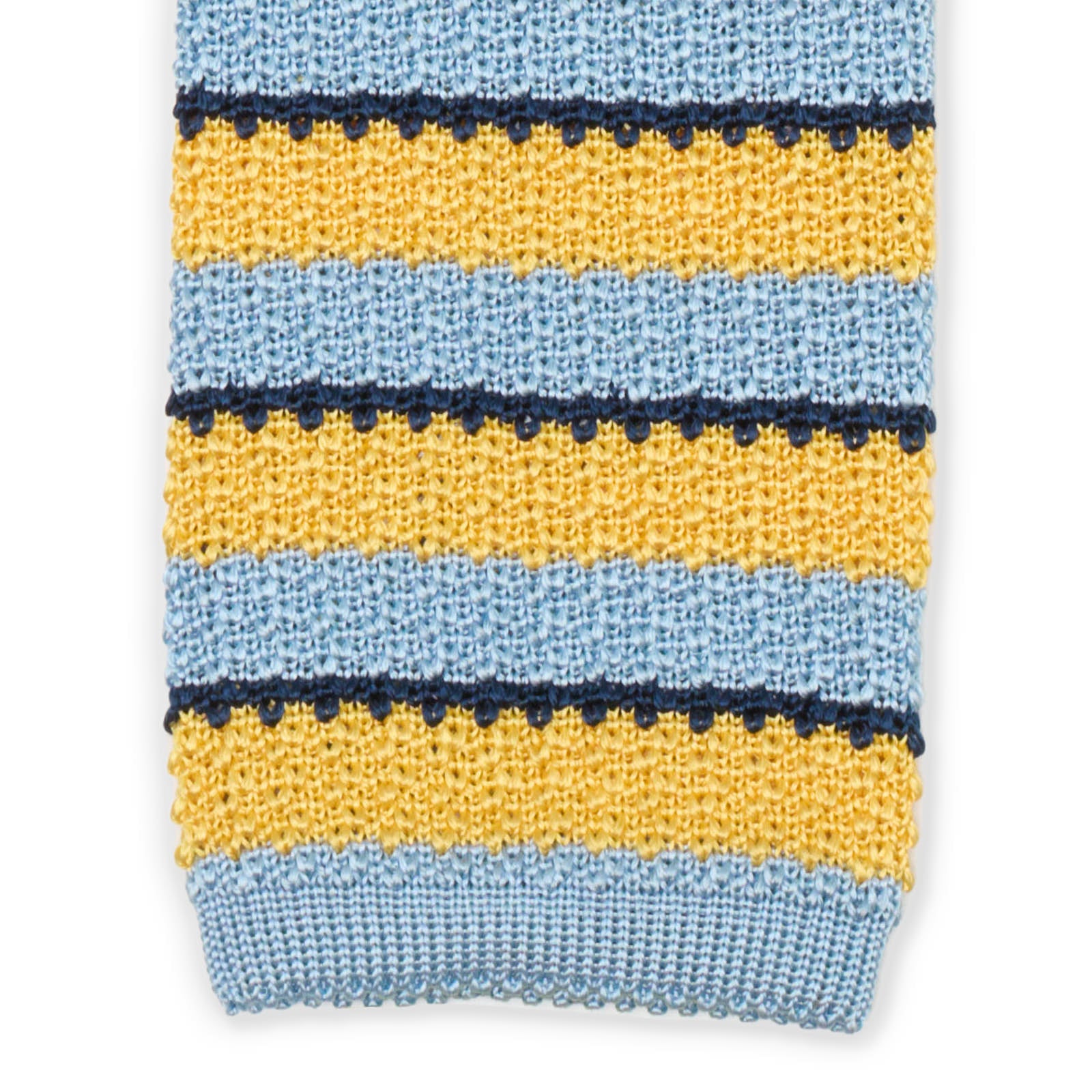 MATTABISCH Blue-Yellow Striped Silk Knit Tie NEW