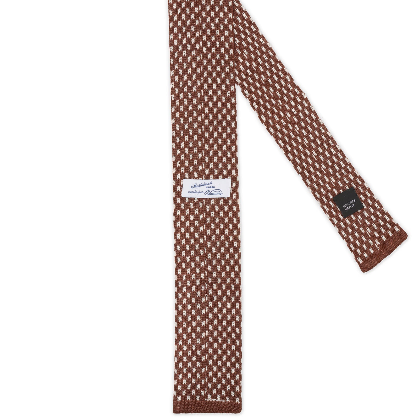MATTABISCH FOR VANNUCCI Brown Dotted Linen Knit Tie NEW
