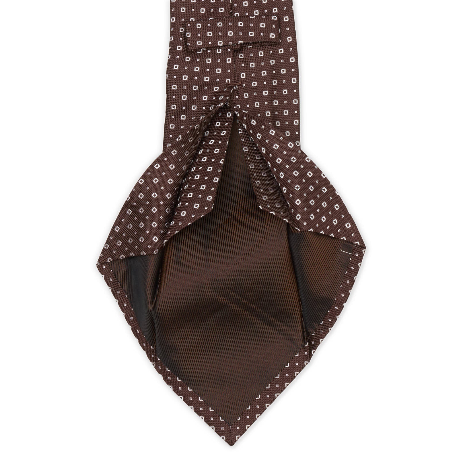 MATTABISCH FOR VANNUCCI Brown Medallion Seven Fold Silk Tie NEW
