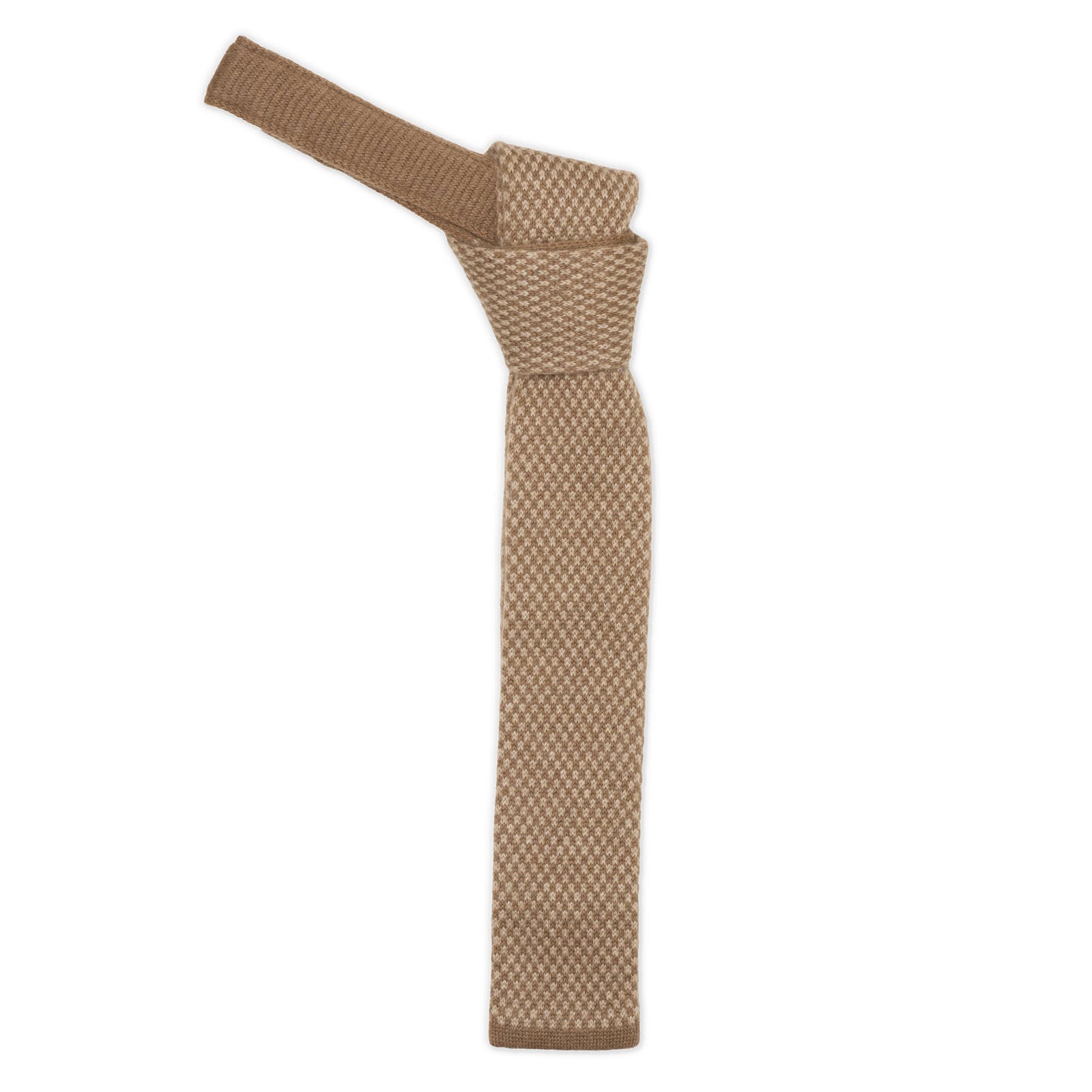 MATTABISCH FOR VANNUCCI Brown Micro Pattern Cashmere Knit Tie NEW