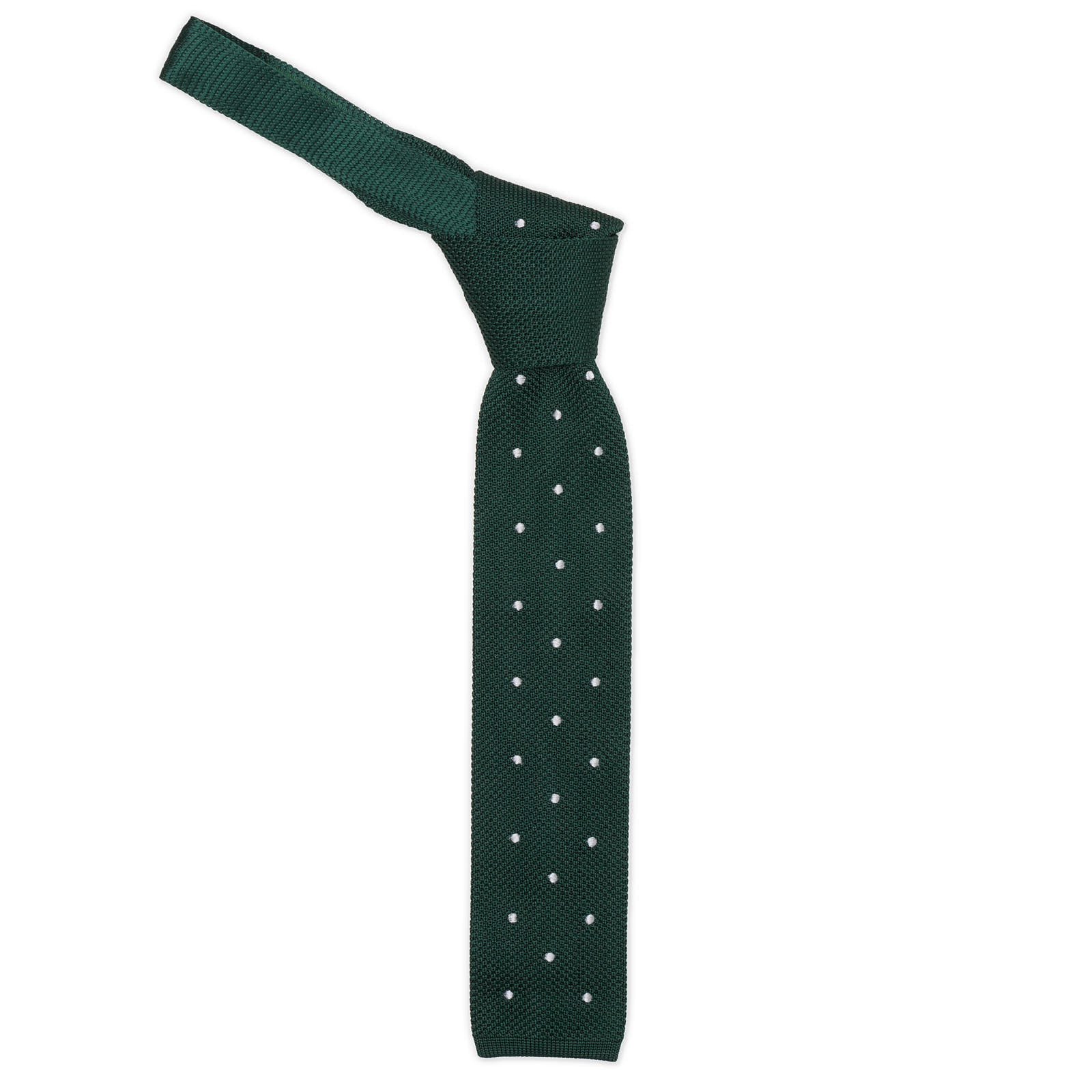 MATTABISCH FOR VANNUCCI Dark Green Dotted Silk Knit Tie NEW