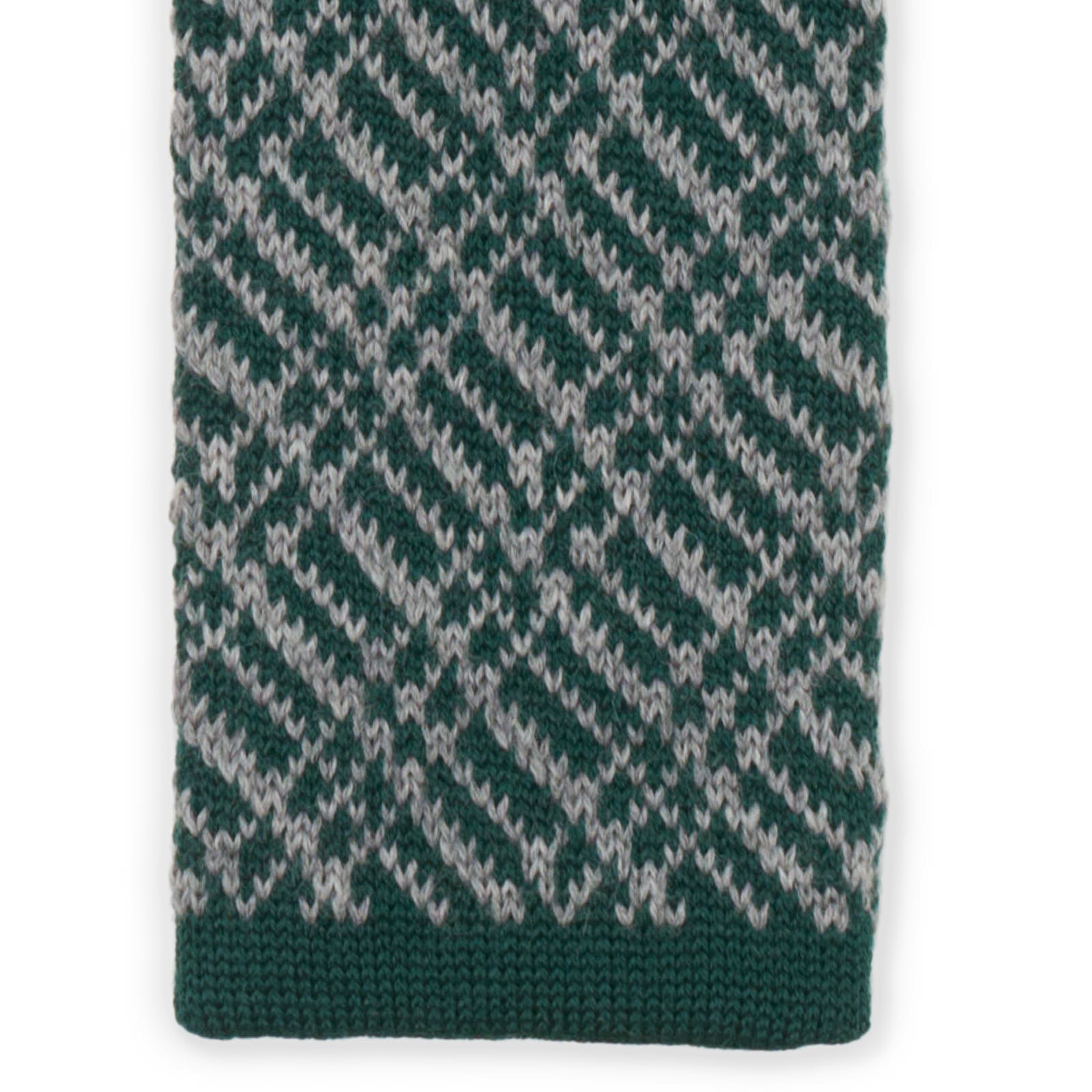 MATTABISCH FOR VANNUCCI Dark Green Geometric Pattern Wool Knit Tie NEW