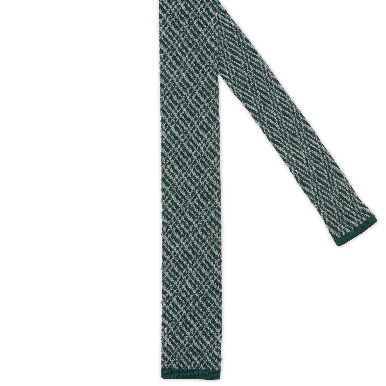 MATTABISCH FOR VANNUCCI Dark Green Geometric Pattern Wool Knit Tie NEW