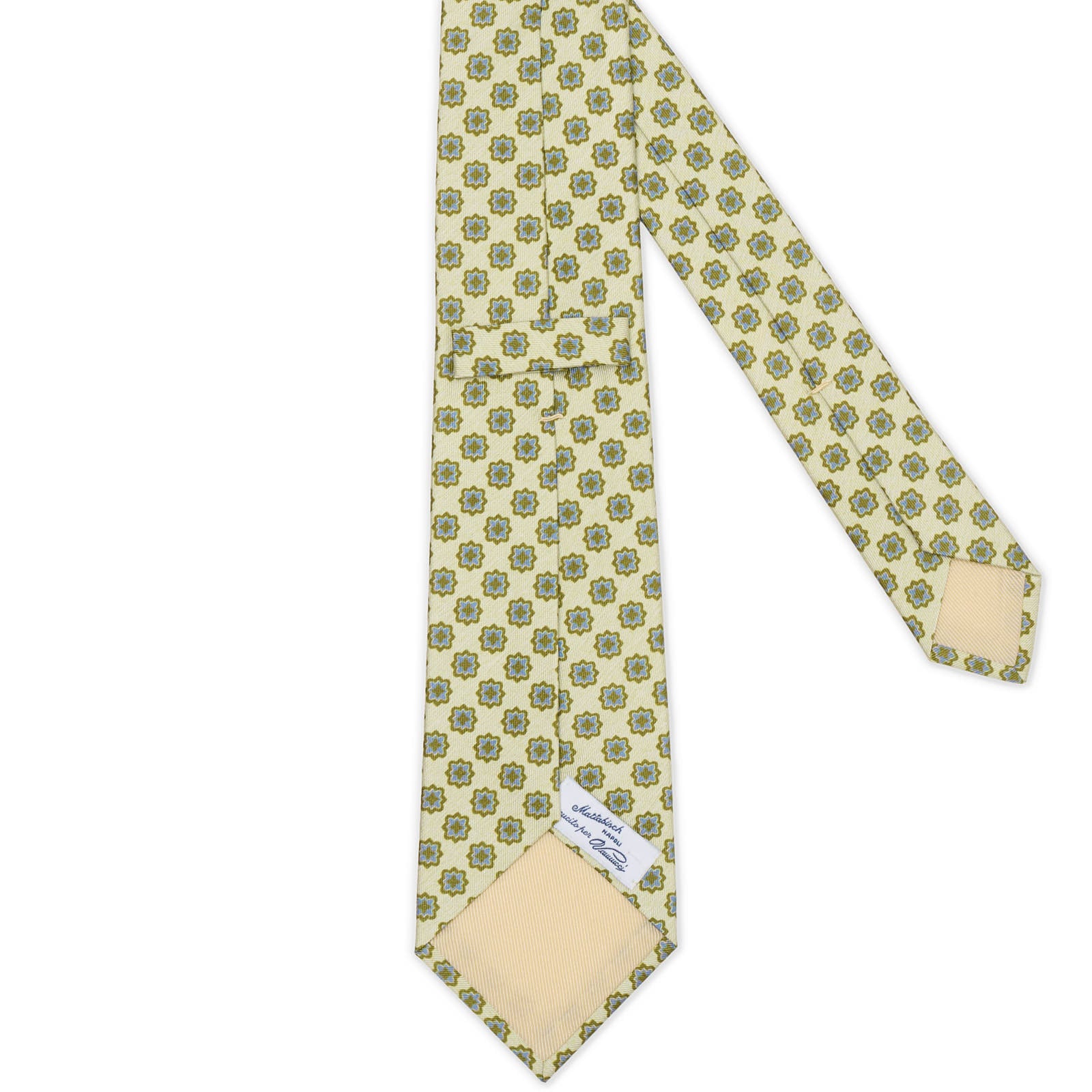 MATTABISCH FOR VANNUCCI Light Green Medallion Seven Fold Silk Tie NEW