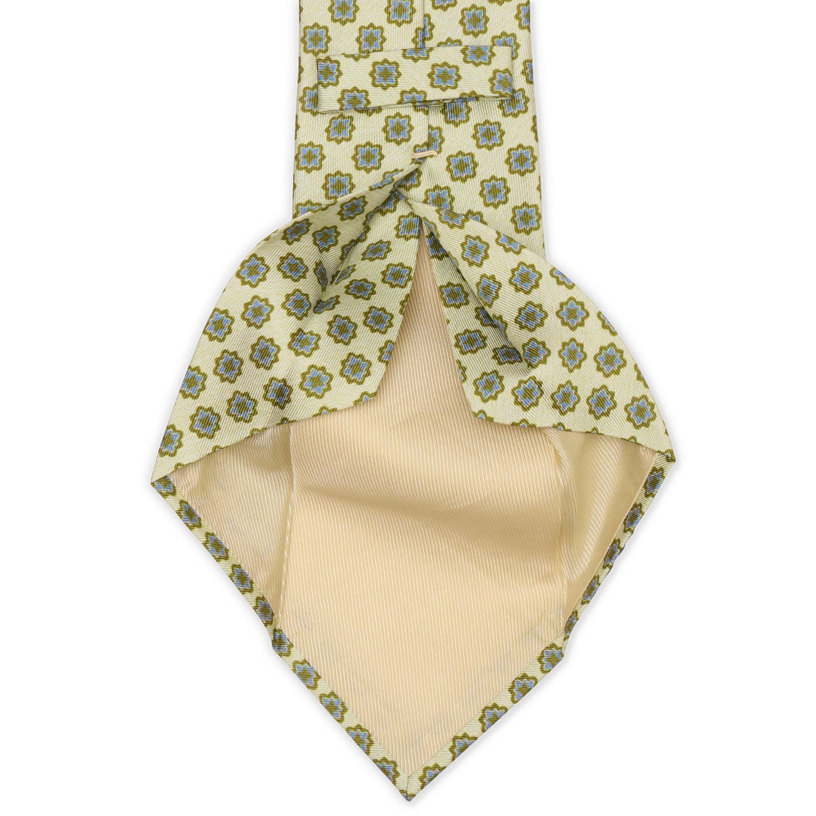 MATTABISCH FOR VANNUCCI Light Green Medallion Seven Fold Silk Tie NEW