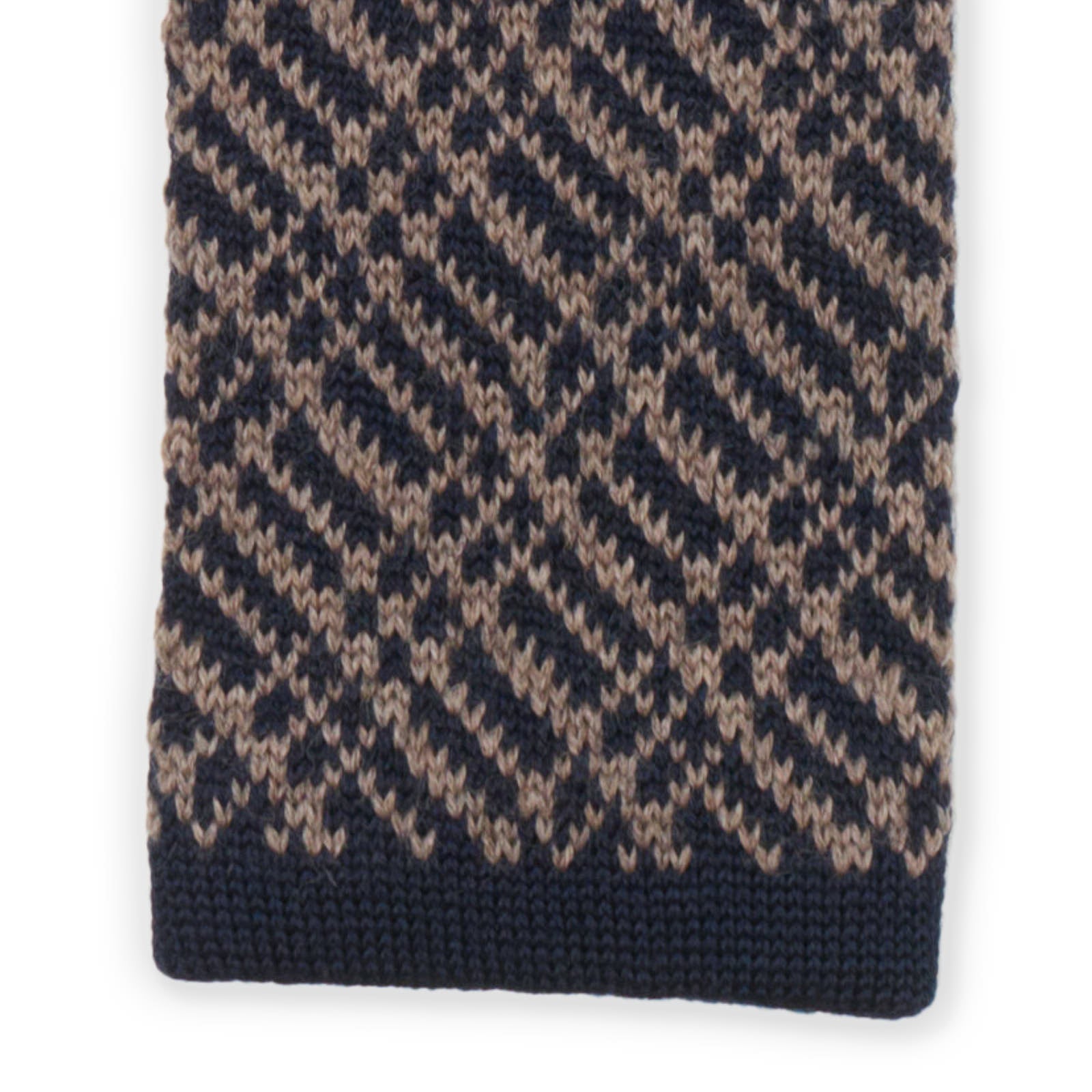 MATTABISCH FOR VANNUCCI Navy Blue-Brown Geometric Pattern Wool Knit Tie NEW