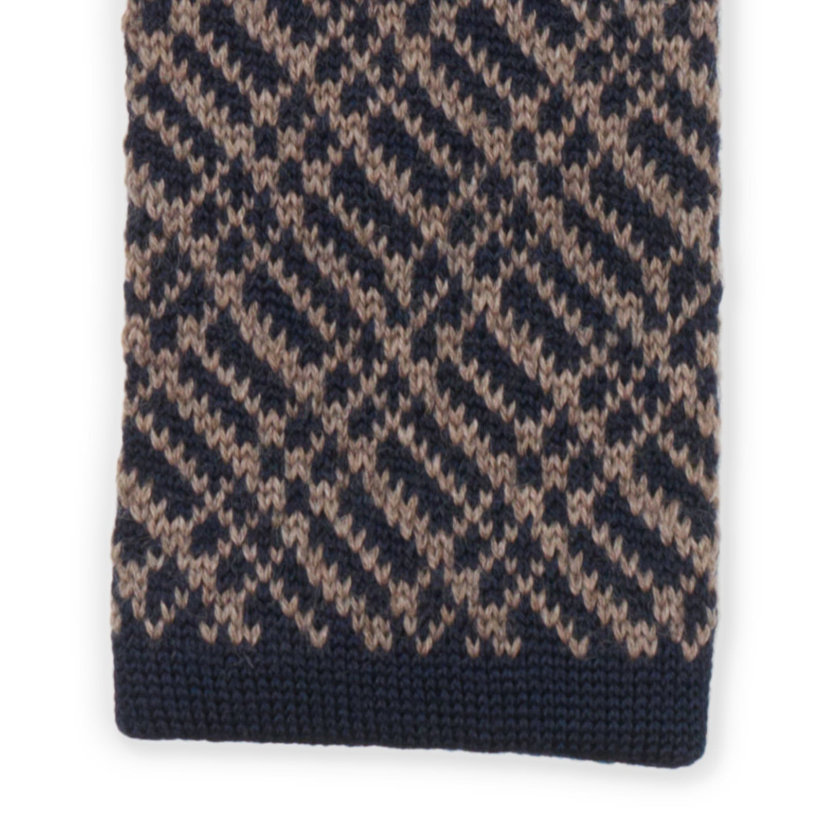 MATTABISCH FOR VANNUCCI Navy Blue-Brown Geometric Pattern Wool Knit Tie NEW