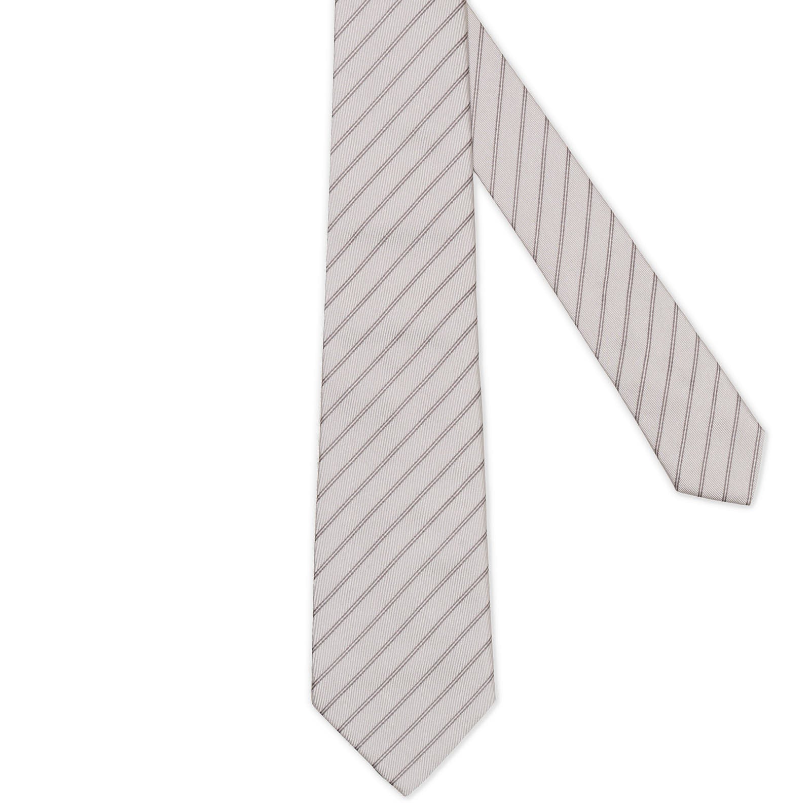 MATTABISCH Gray Diagonal Striped Silk Tie NEW
