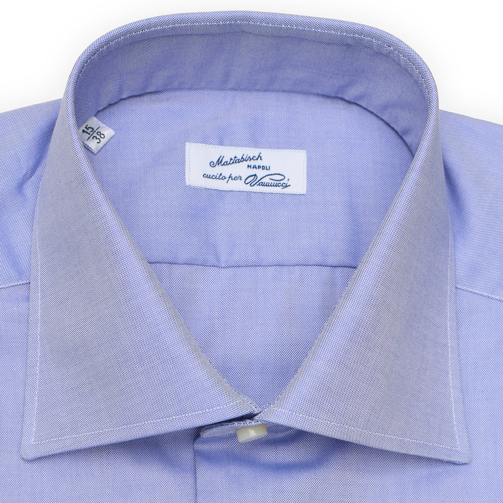 MATTABISCH for VANNUCCI Blue Poplin Cotton Dress Shirt Eu 38 Us 15