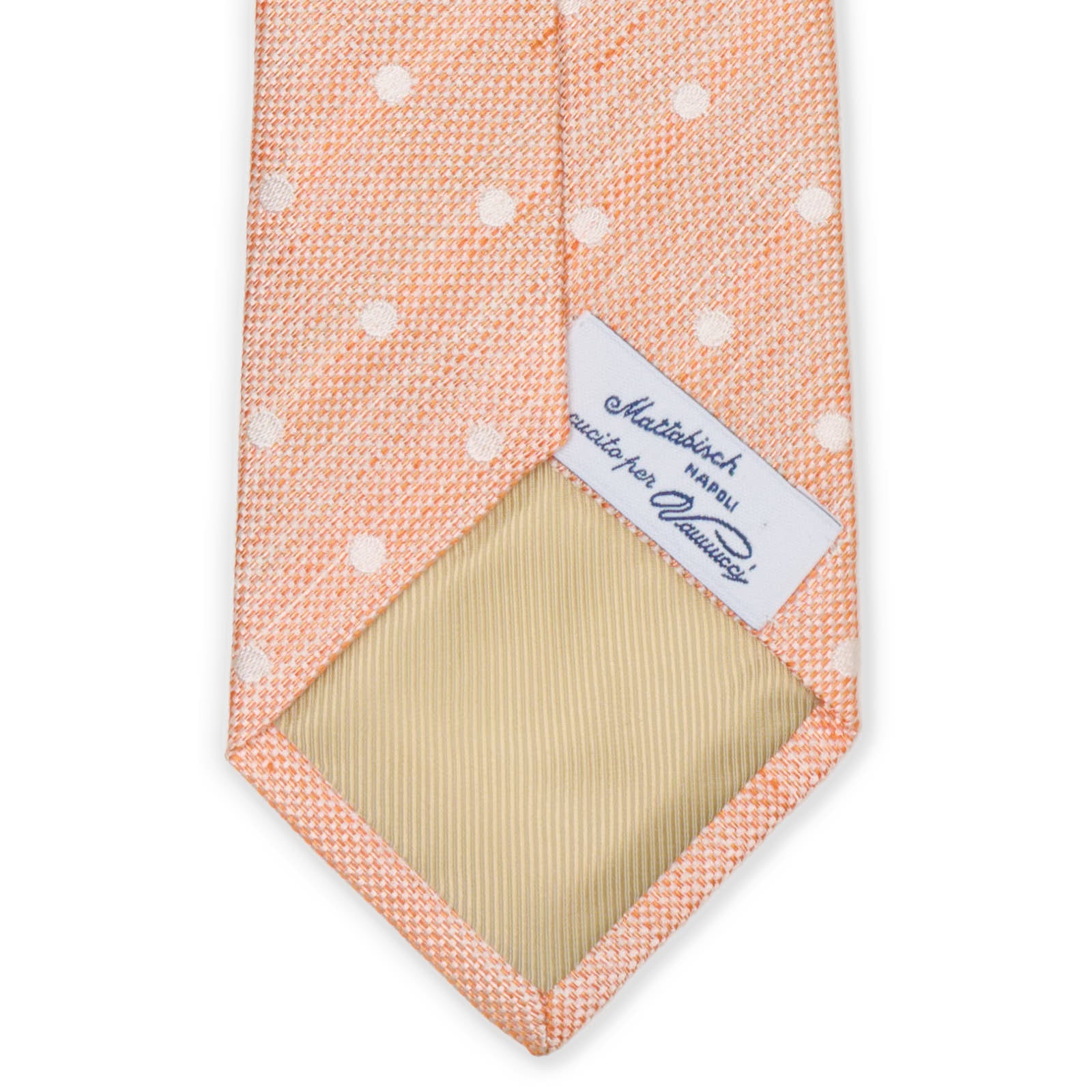 MATTABISCH for VANNUCCI Orange Polka Dot Silk - Linen Tie NEW