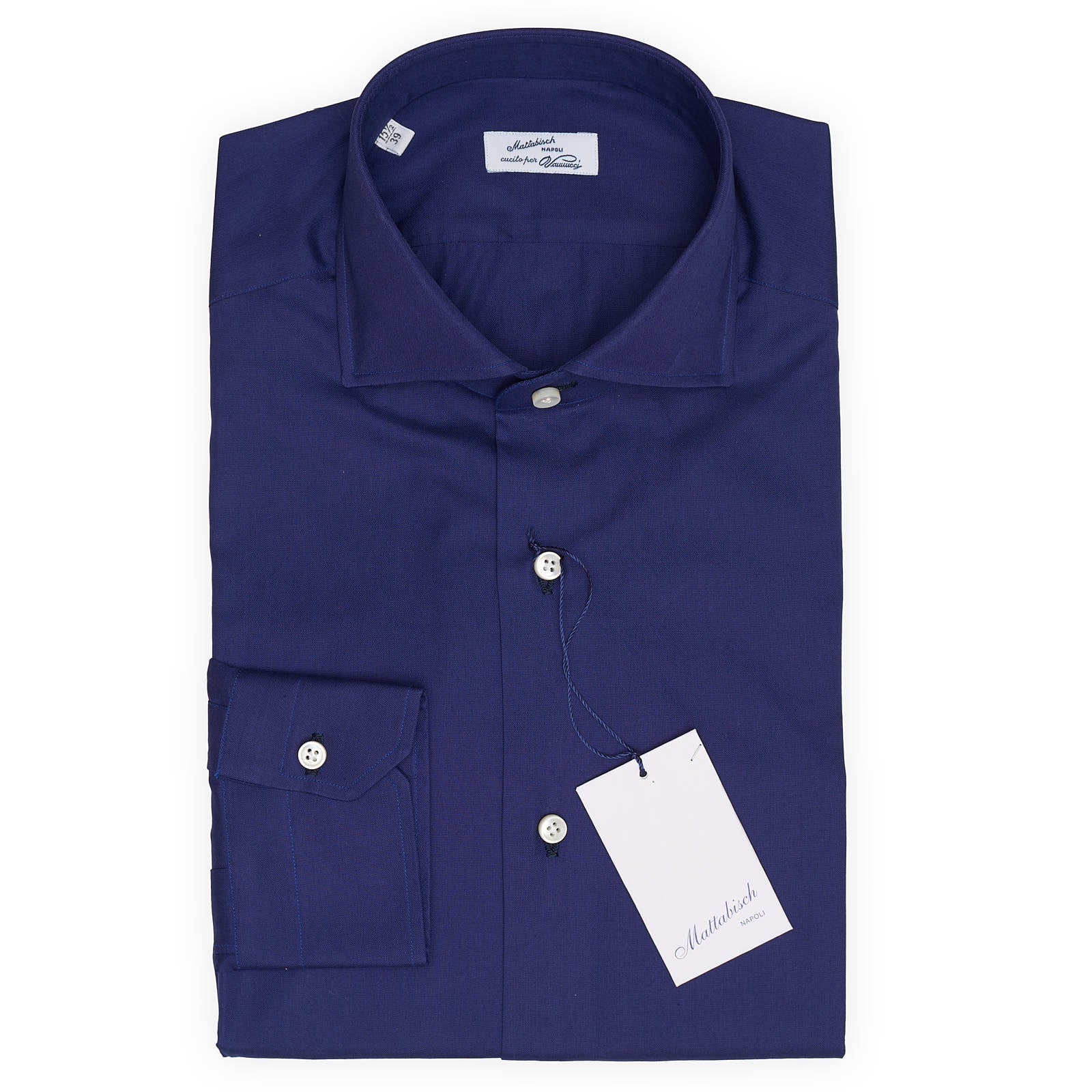 Mattabisch for Vannucci Royal Blue Cotton Dress Shirt EU 39 New US 15.5