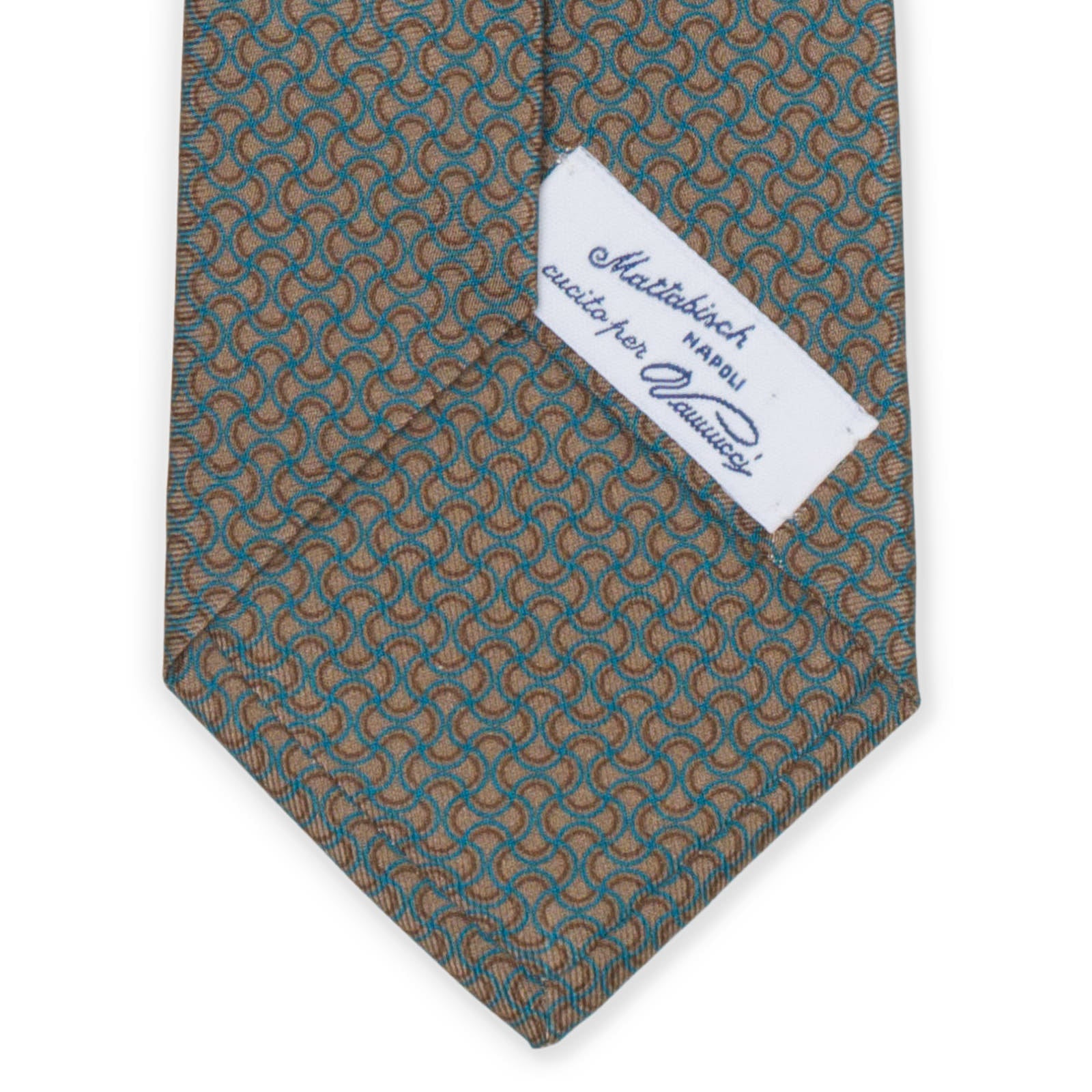 MATTABISCH of for VANNUCCI Brown and Blue Geometric Silk Tie NEW
