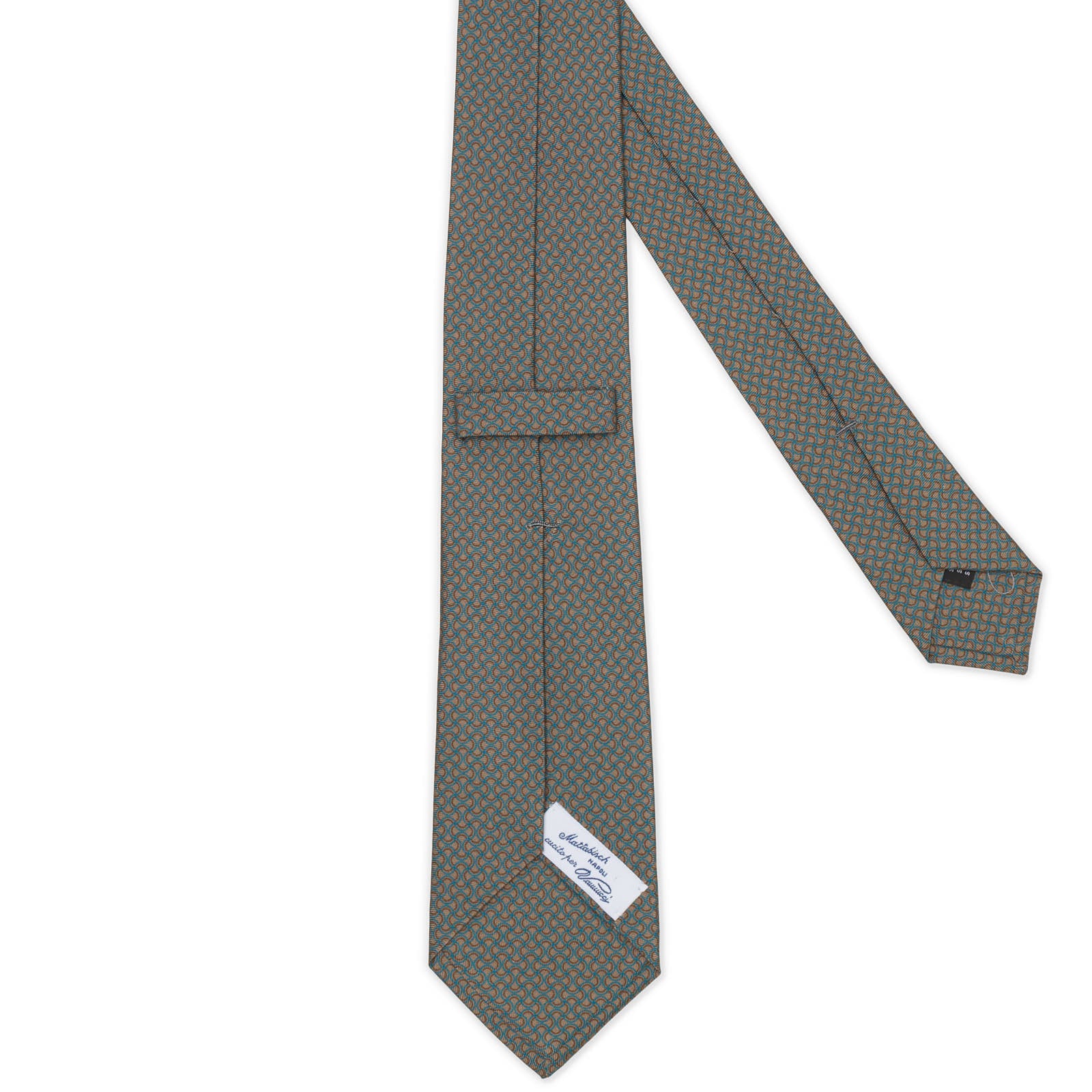 MATTABISCH of for VANNUCCI Brown and Blue Geometric Silk Tie NEW