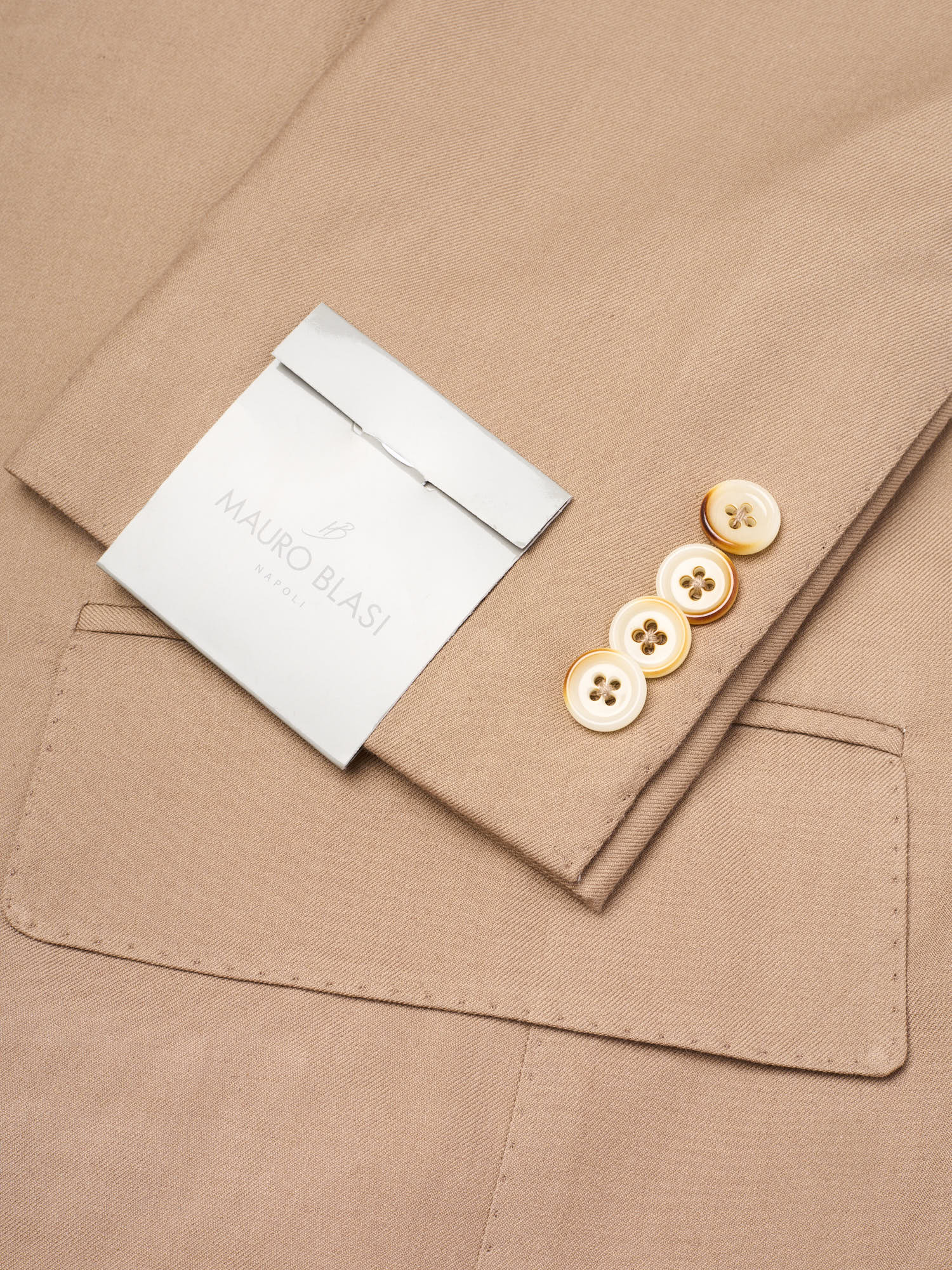 MAURO BLASI Napoli Tan Wool-Silk-Cotton Twill Suit