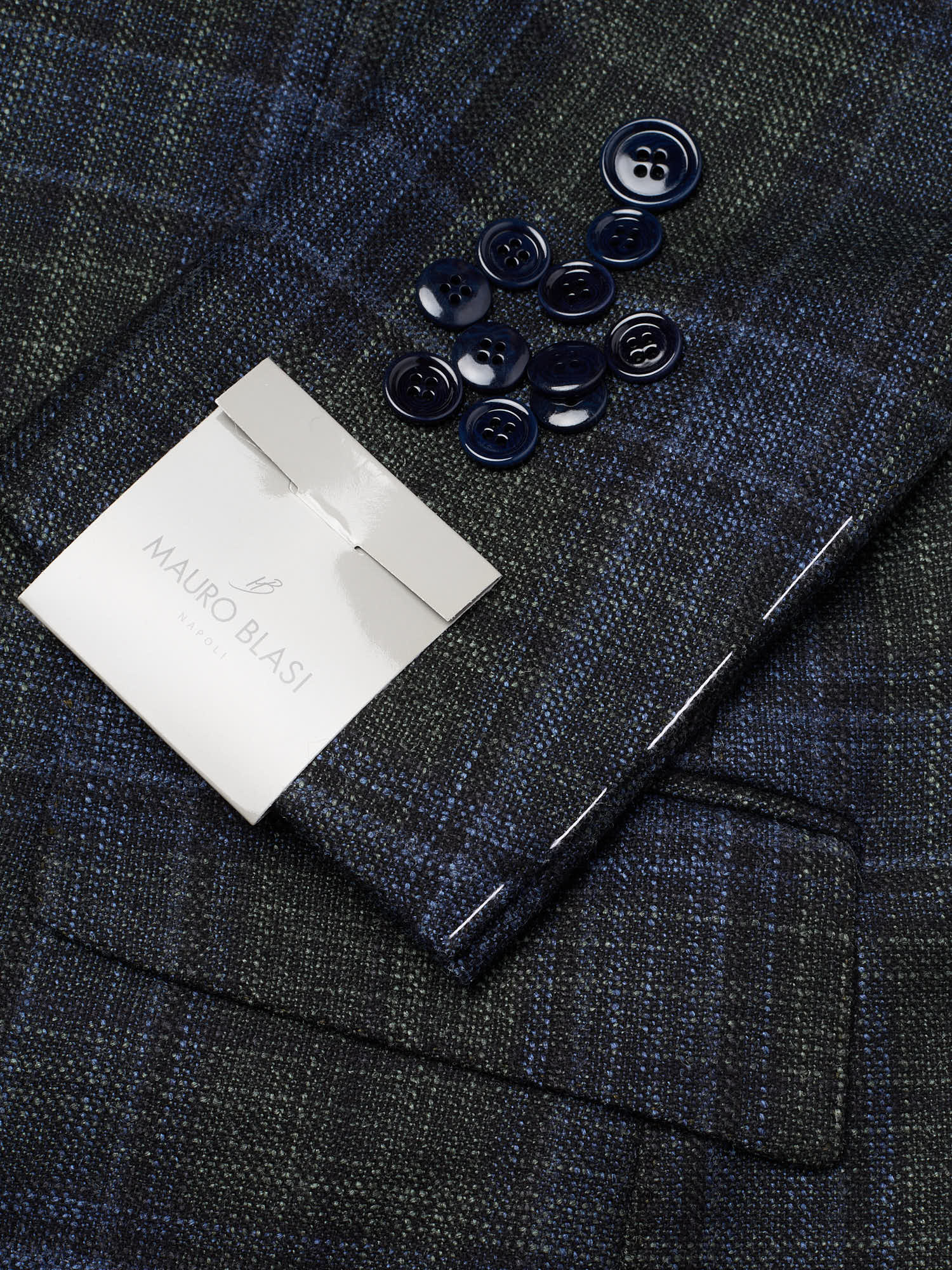 MAURO BLASI Napoli Dark Green Plaid Wool-Silk-Cashmere Blazer Jacket