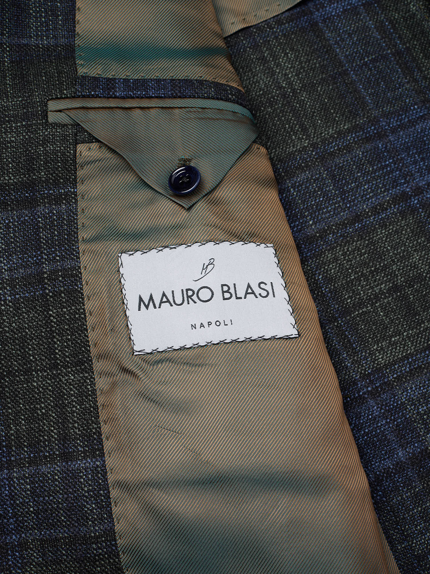 MAURO BLASI Napoli Dark Green Plaid Wool-Silk-Cashmere Blazer Jacket