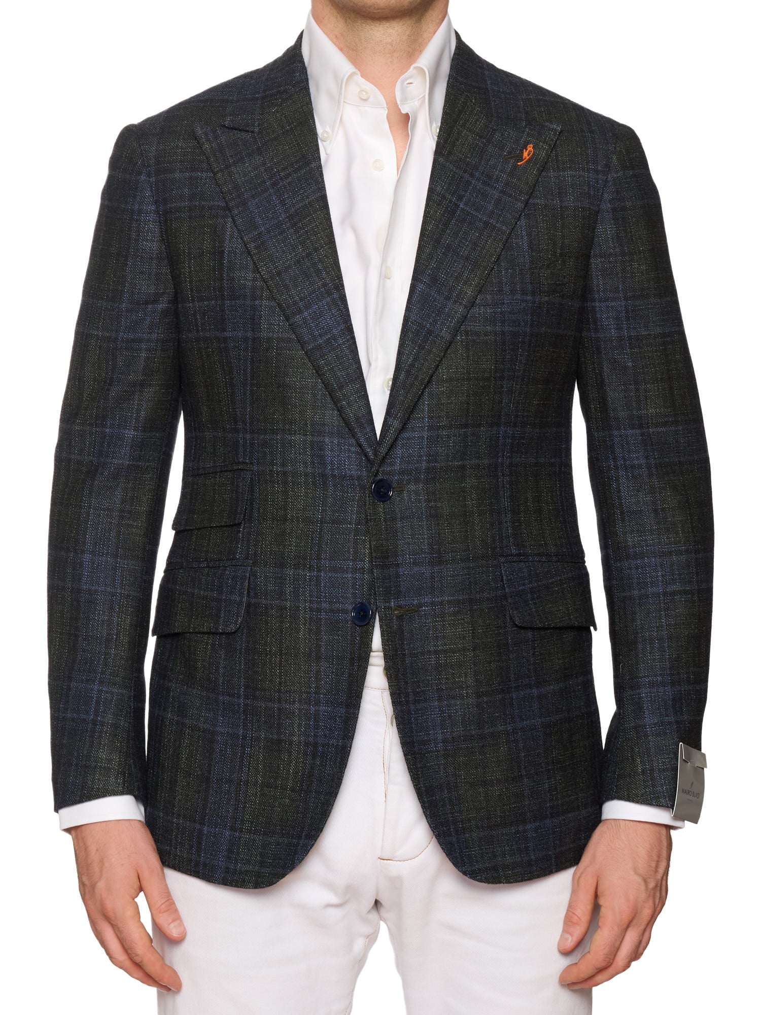 MAURO BLASI Napoli Dark Green Plaid Wool-Silk-Cashmere Blazer Jacket