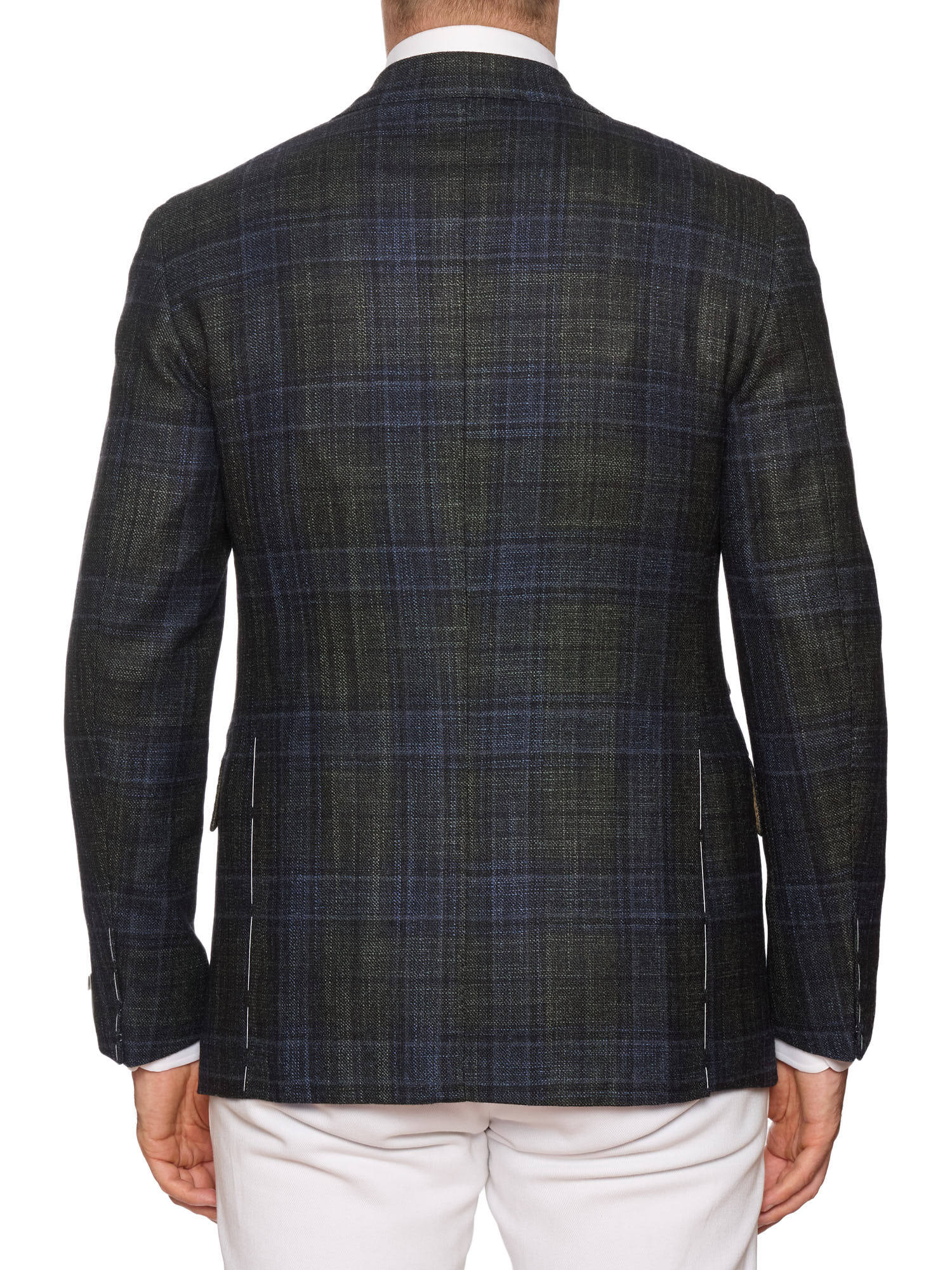 MAURO BLASI Napoli Dark Green Plaid Wool-Silk-Cashmere Blazer Jacket