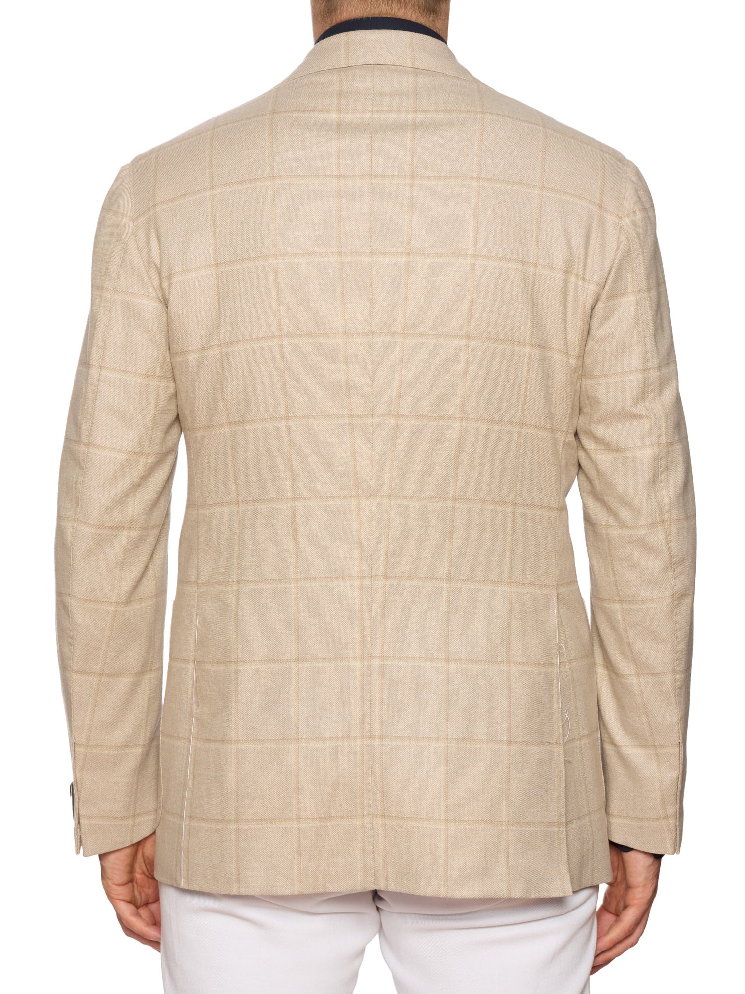 MAURO BLASI Napoli Handmade Beige Plaid Wool-Cashmere Jacket