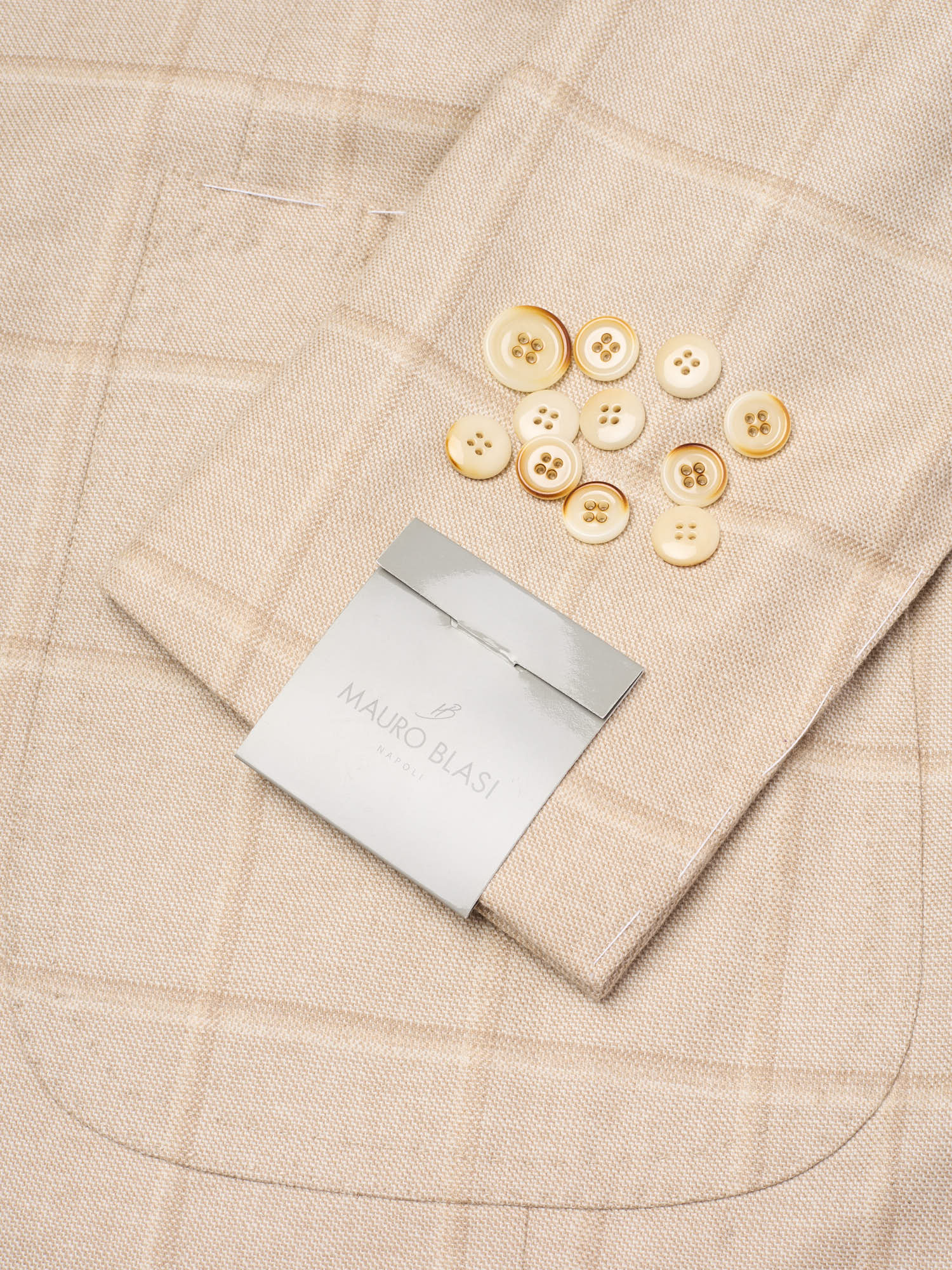 MAURO BLASI Napoli Handmade Beige Plaid Wool-Cashmere Jacket