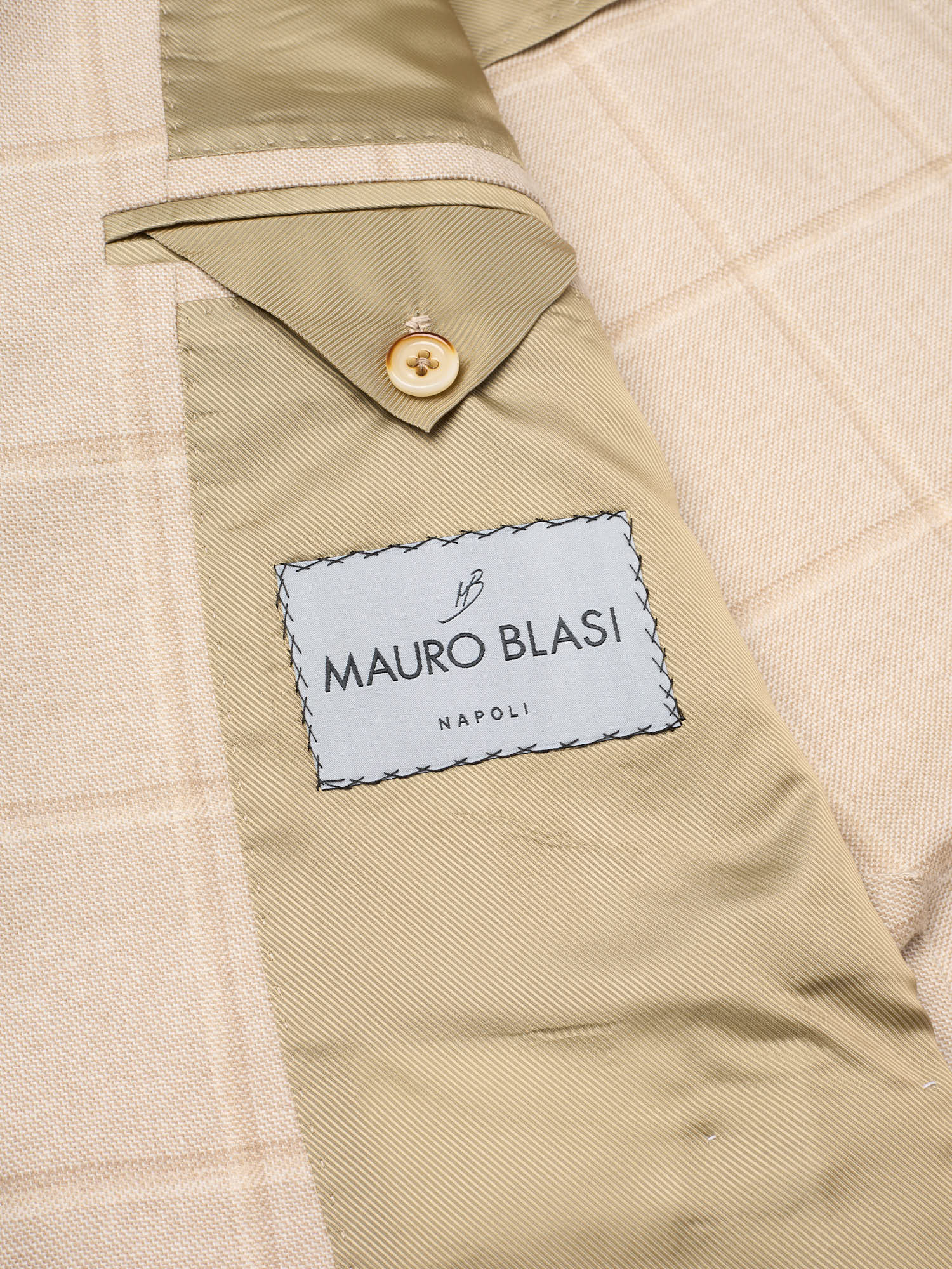 MAURO BLASI Napoli Handmade Beige Plaid Wool-Cashmere Jacket