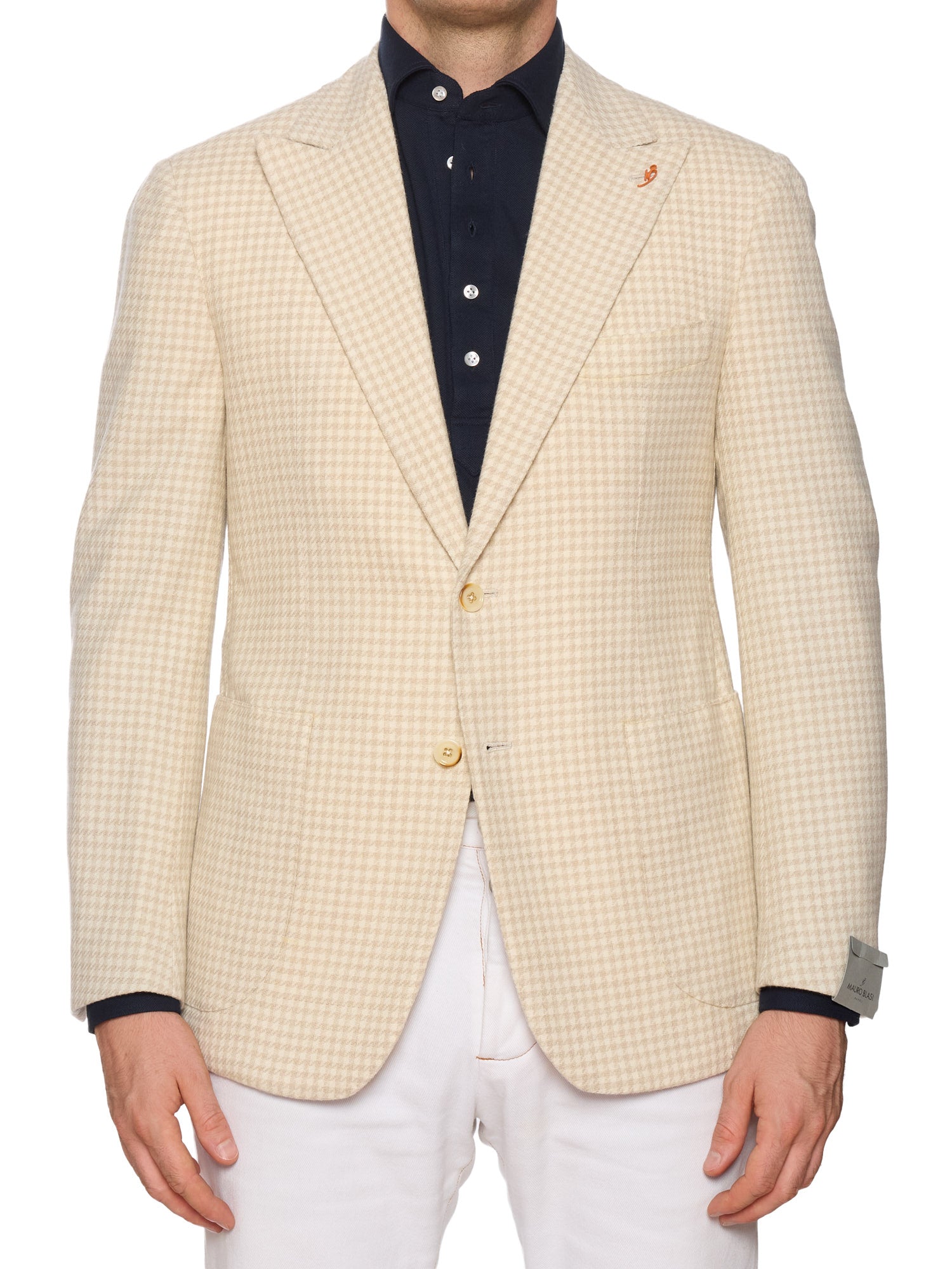 MAURO BLASI Napoli Handmade Beige Wool-Silk Blazer Jacket