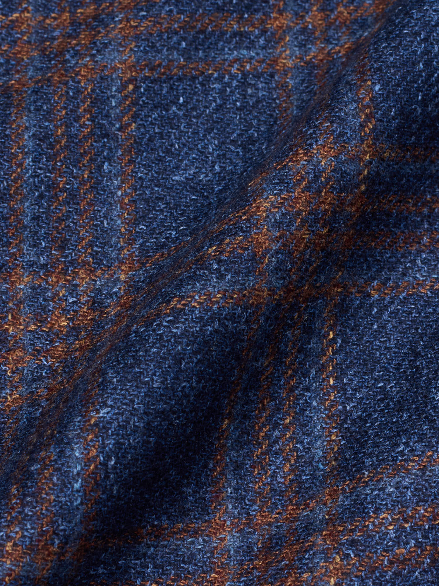 MAURO BLASI Napoli Handmade Blue-Brown Plaid Wool-Silk-Linen Jacket