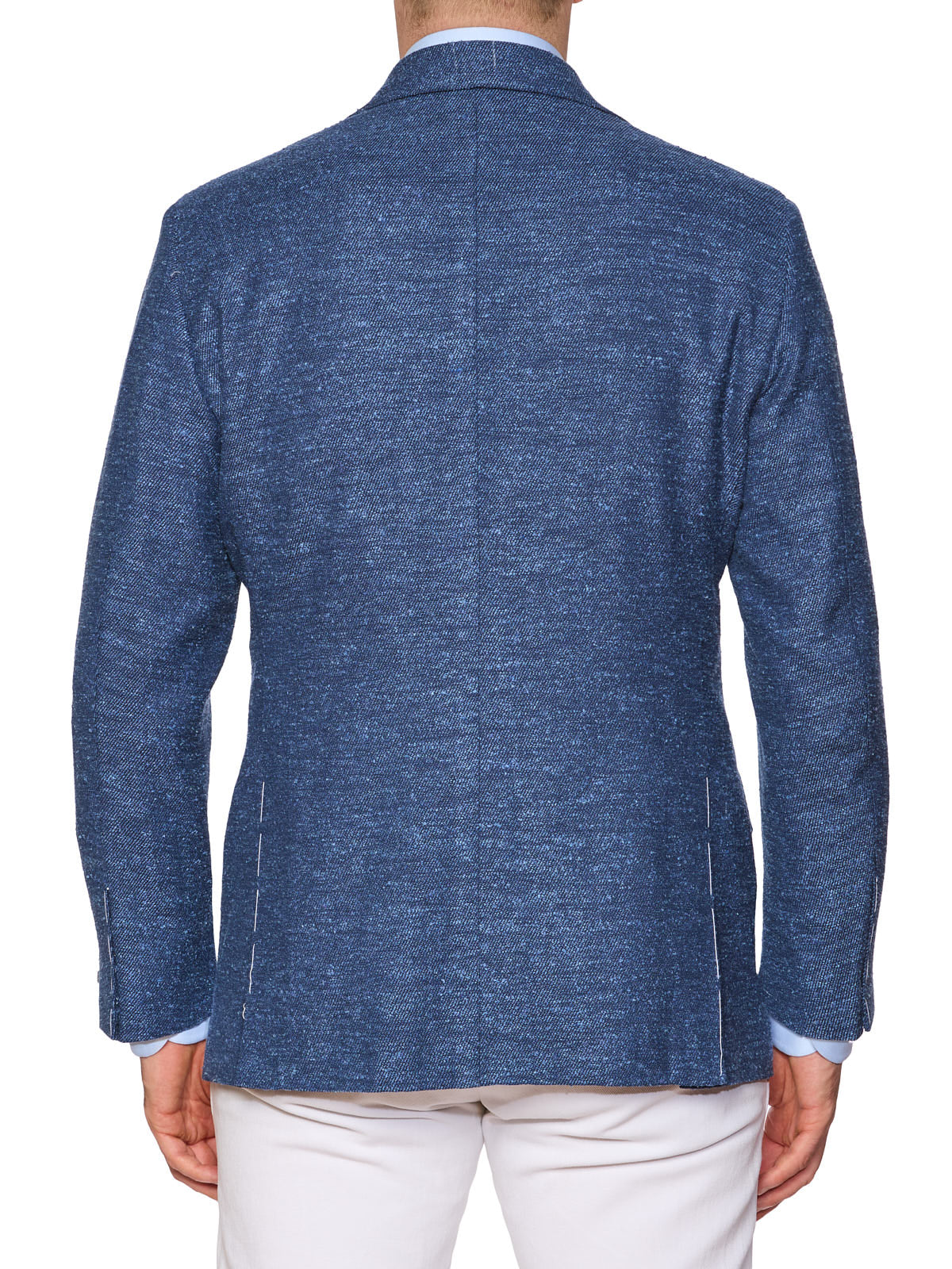 MAURO BLASI Napoli Handmade Blue Wool-Linen-Silk Jacket EU 54 NEW US 44