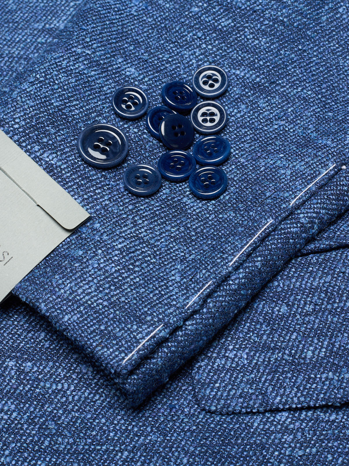 MAURO BLASI Napoli Handmade Blue Wool-Linen-Silk Jacket EU 54 NEW US 44