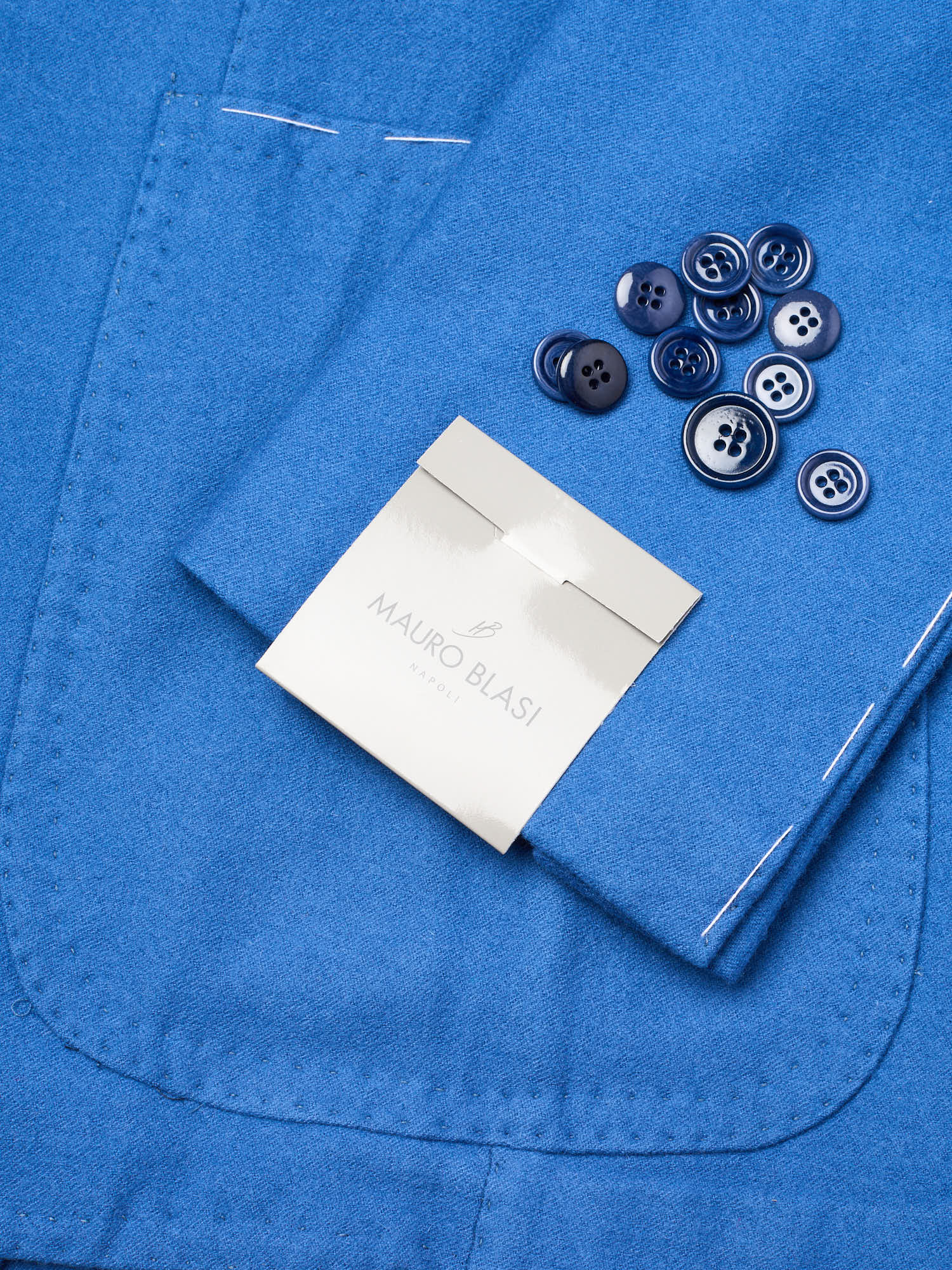 MAURO BLASI Napoli Handmade Blue Wool-Cashmere Jacket