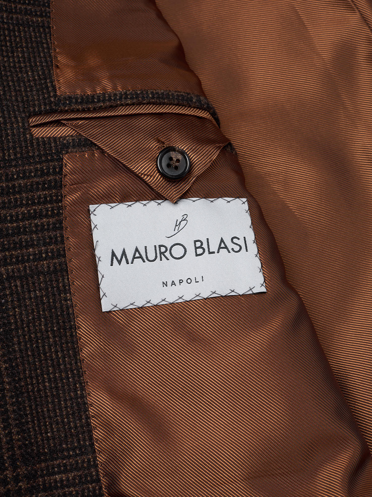 MAURO BLASI Napoli Handmade Brown Glen Plaid Wool-Cashmere Jacket