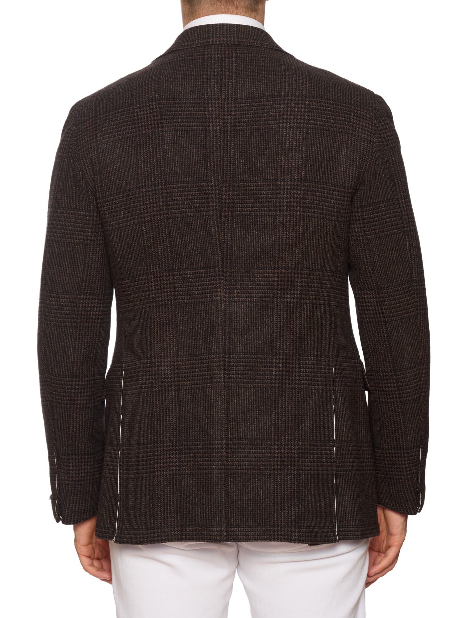 MAURO BLASI Napoli Handmade Brown Glen Plaid Wool-Cashmere Jacket