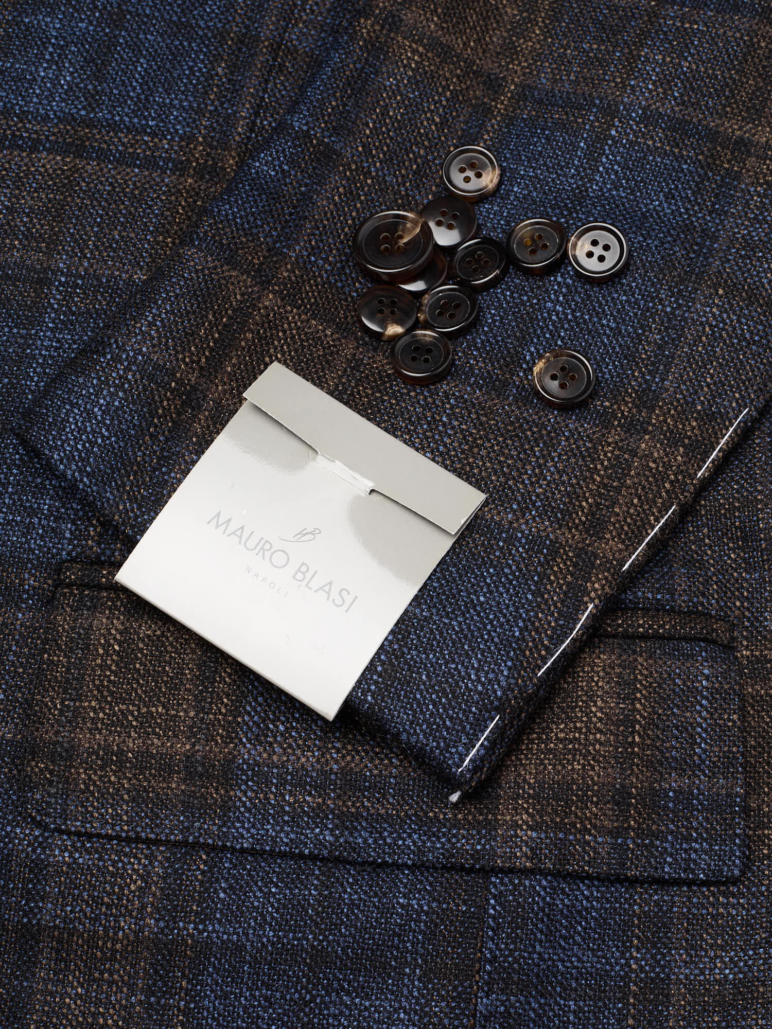 MAURO BLASI Napoli Handmade Brown Plaid Wool-Silk-Cashmere Jacket